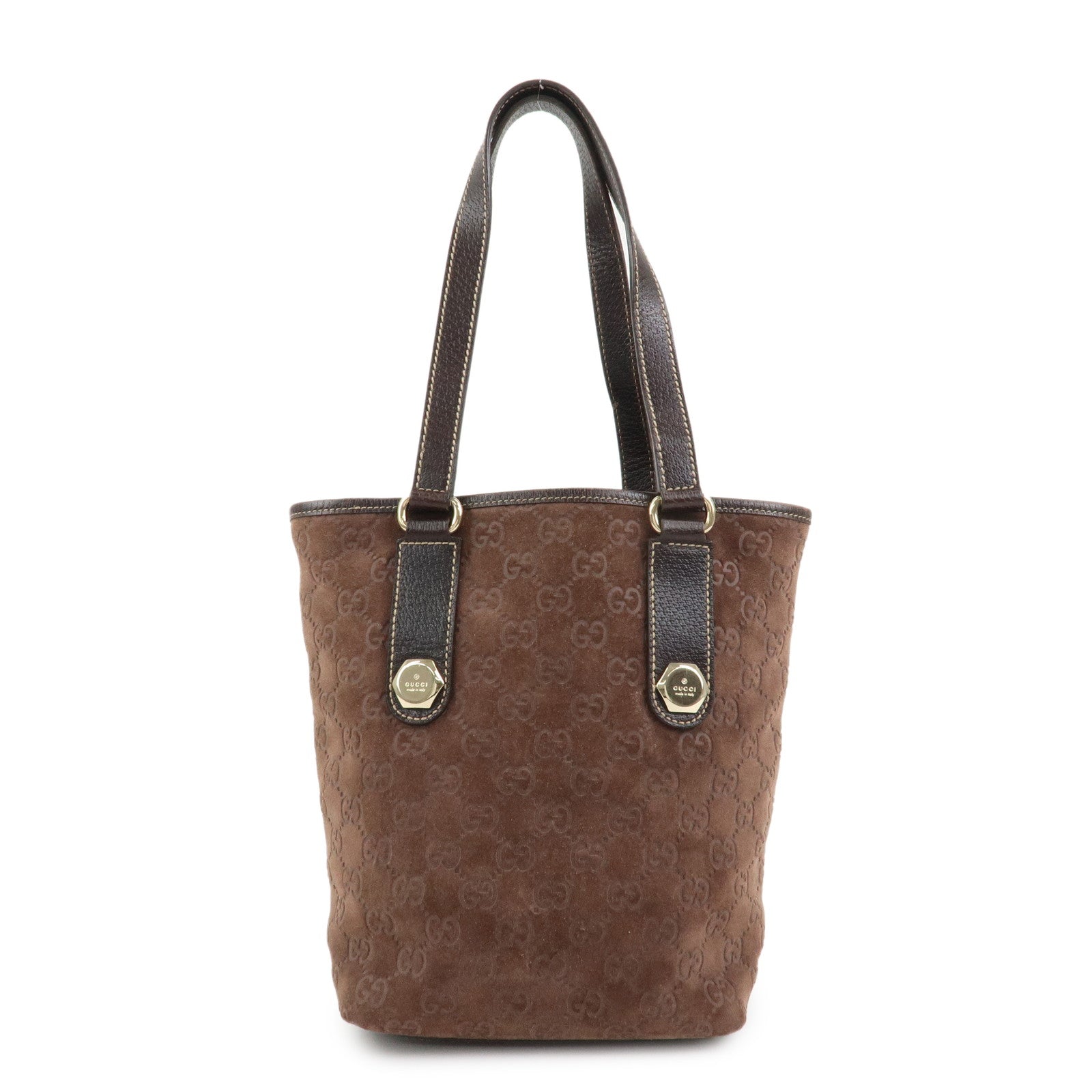 GUCCI GG Monogram Suede Leather Tote Bag Brown 153361