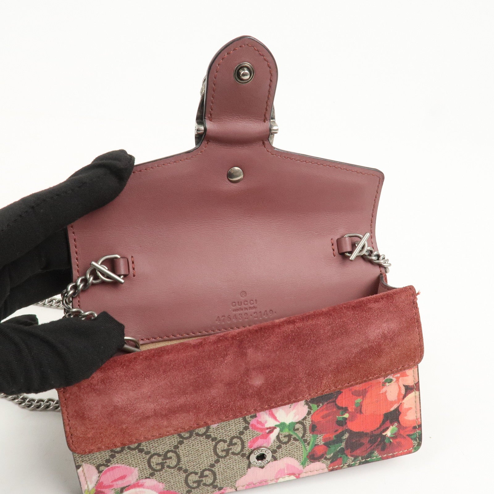 GUCCI Dionysus GG Supreme Mini Chain Shoulder Bag Beige Pink 476432