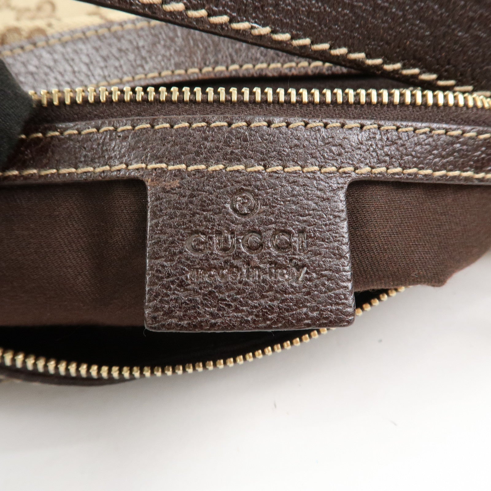 GUCCI GG Canvas Leather Shoulder Bag Hand Bag Beige Brown 153010