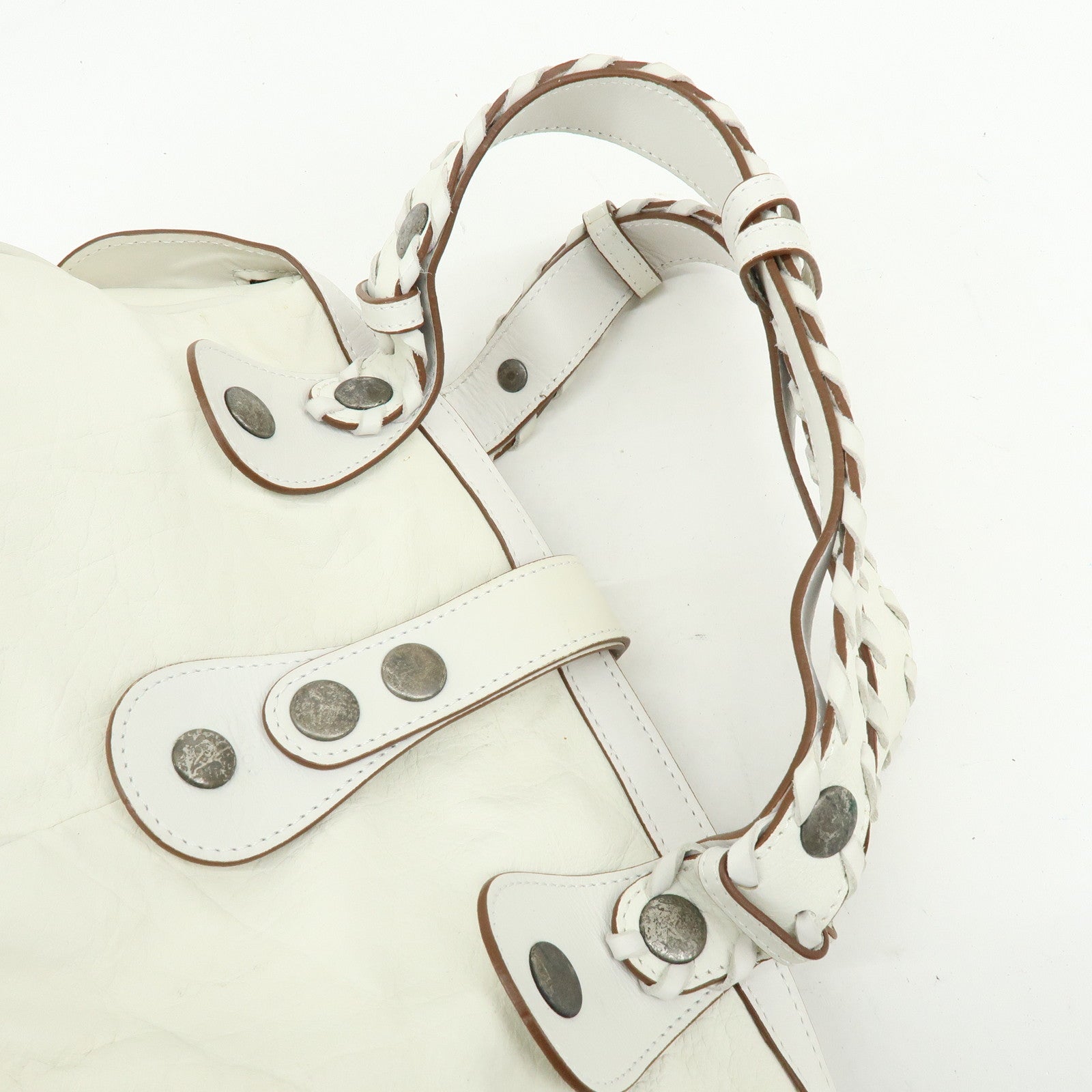 Chloe Silverado Leather Shoulder Bag Boston Bag Hand Bag White