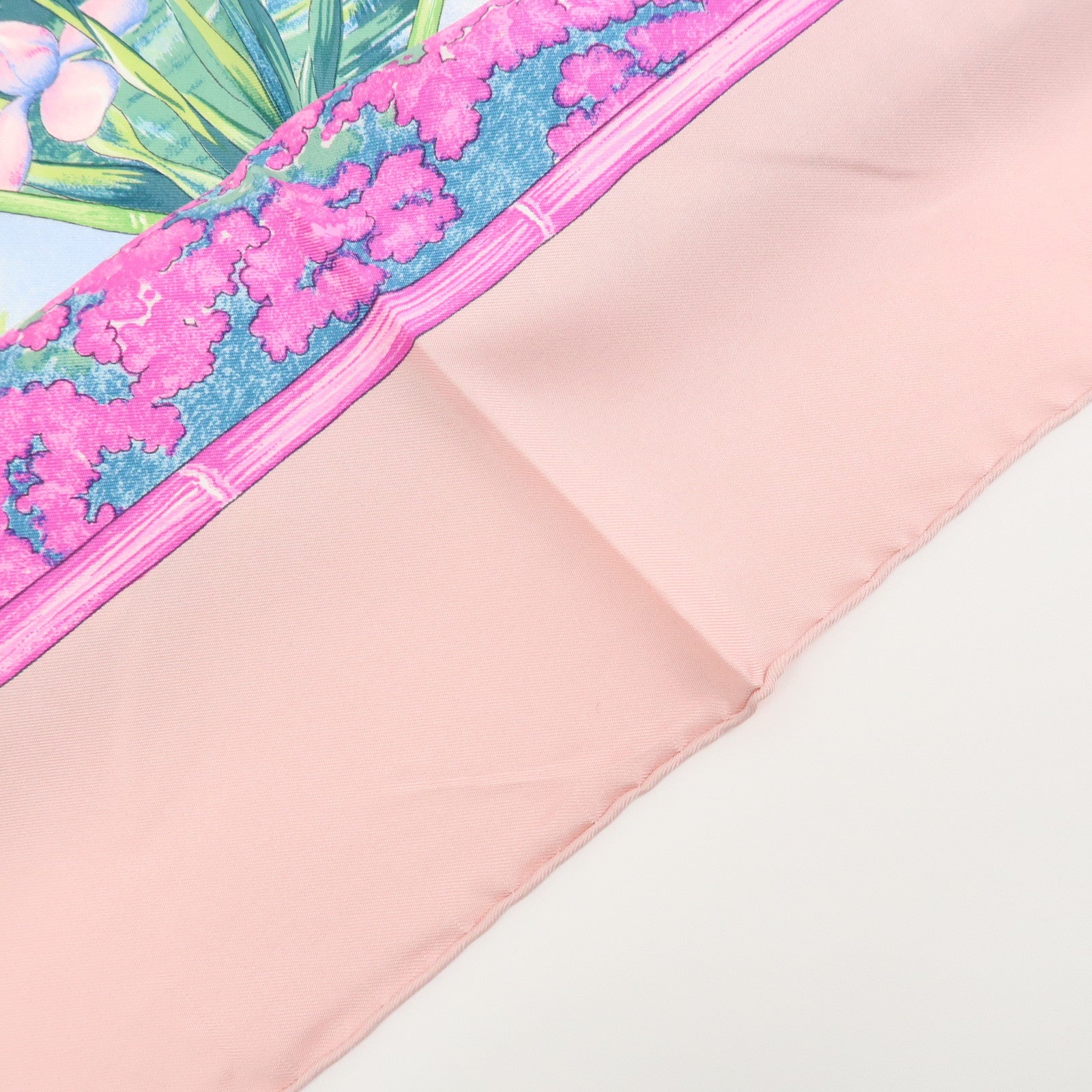 HERMES Carre 90 Silk 100% Scarf GIVERNY Pink Multicolor