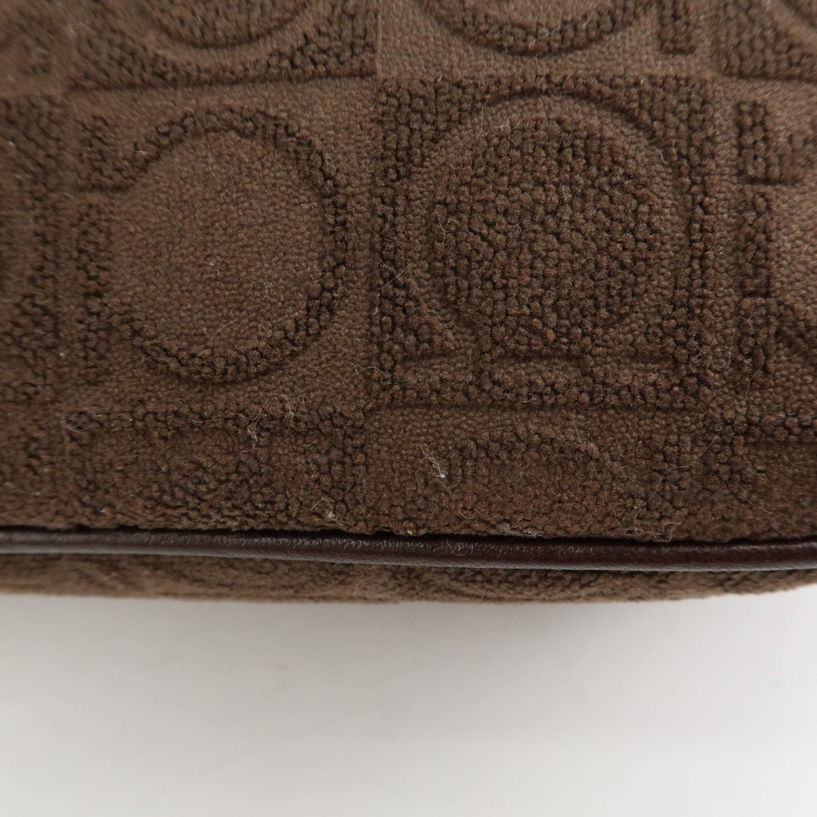 Ferragamo Gancini Polyester Leather Shoulder Bag Hand Bag Brown