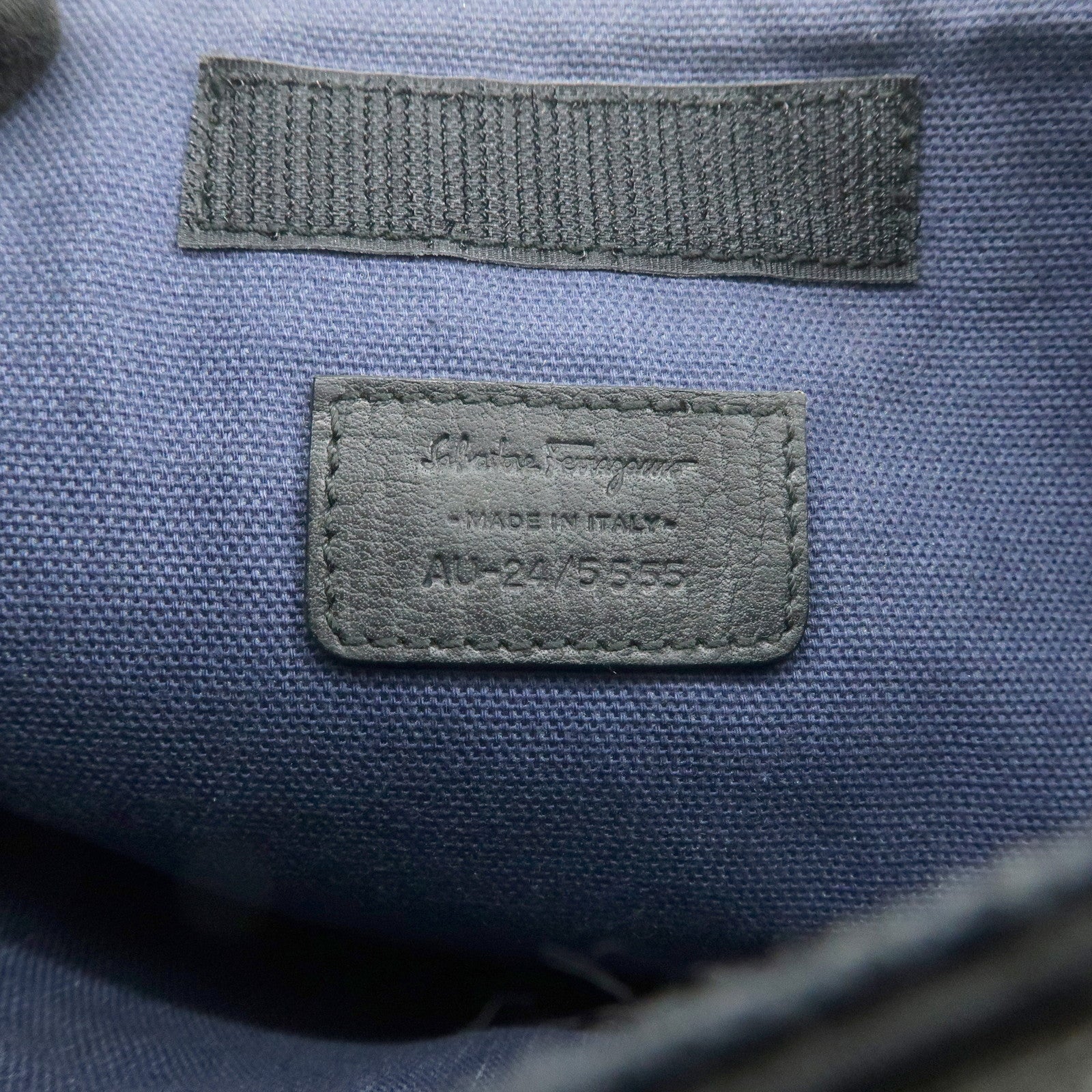 Ferragamo Gancini Canvas Shoulder Bag Black Silver HDW