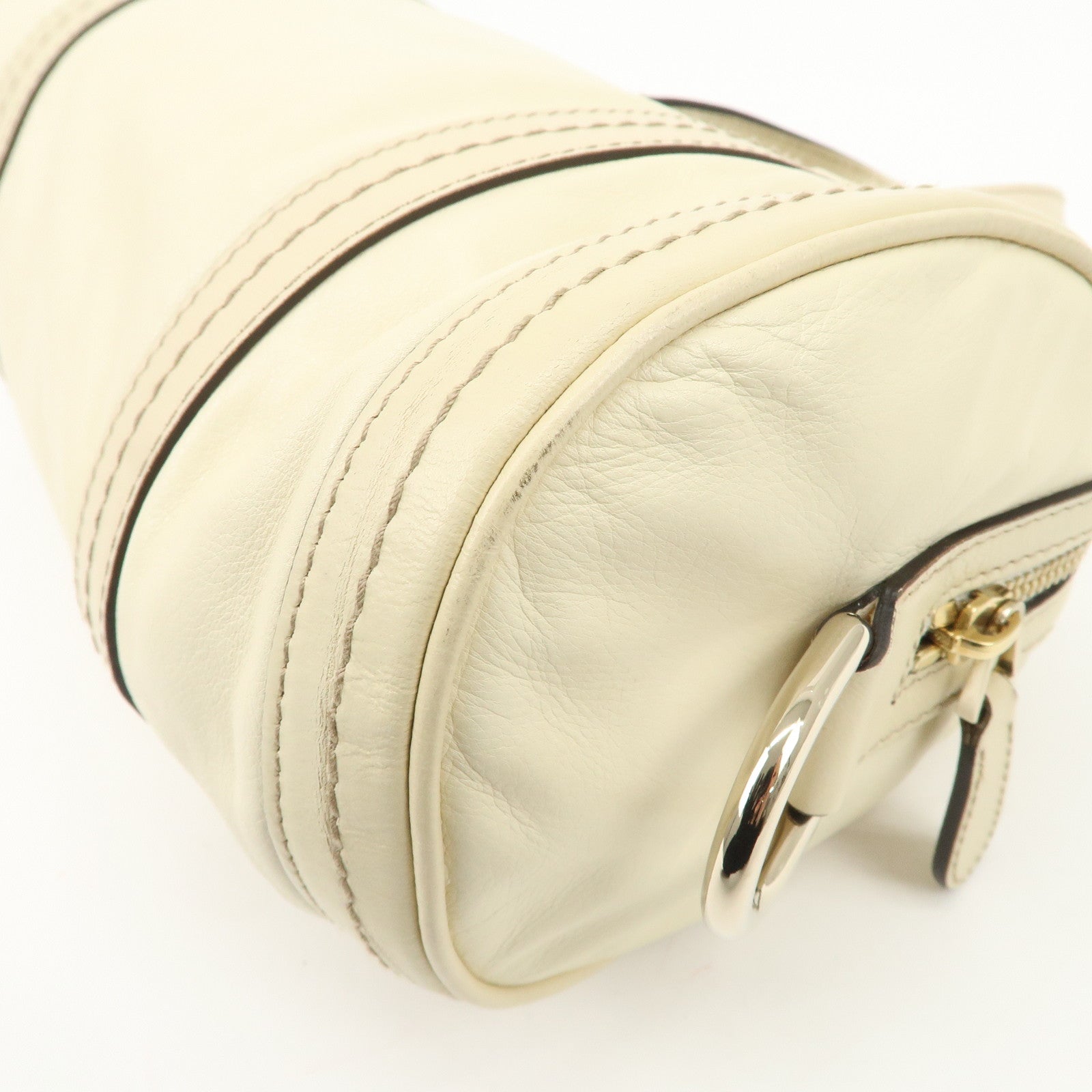 GUCCI Leather GG Crystal Hysteria Boston Bag Hand Bag Ecru 181485