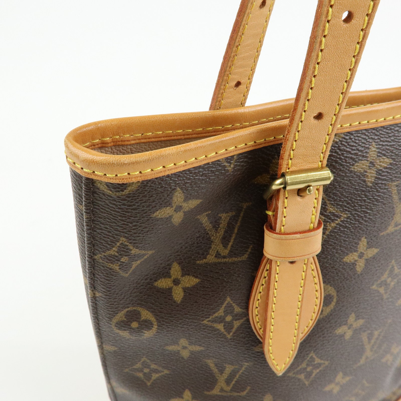 Louis Vuitton Monogram Canvas Bucket PM Hand Bag Brown M42238