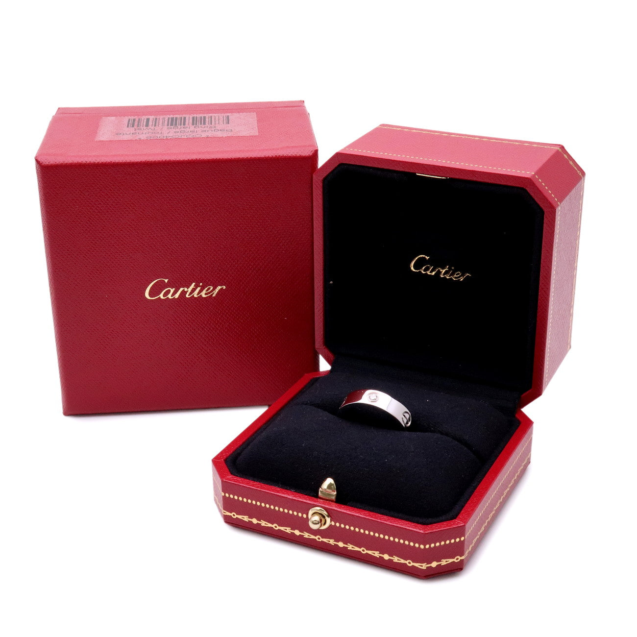 Cartier Love Ring Half Diamond 3P K18WG 750WG White Gold #58 US8.5
