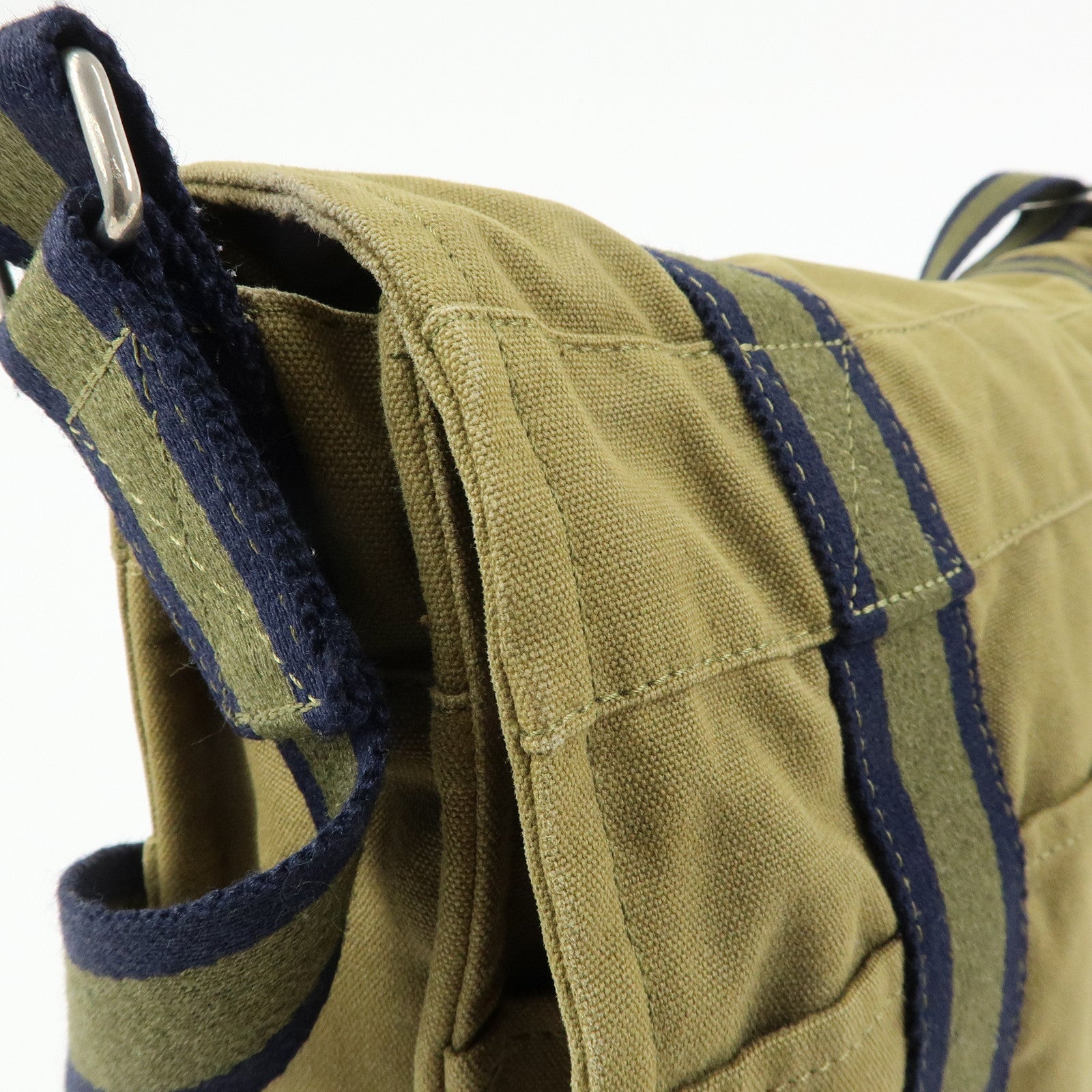 HERMES Fourre Tout Bassas MM Cotton Shoulder Bag Khaki