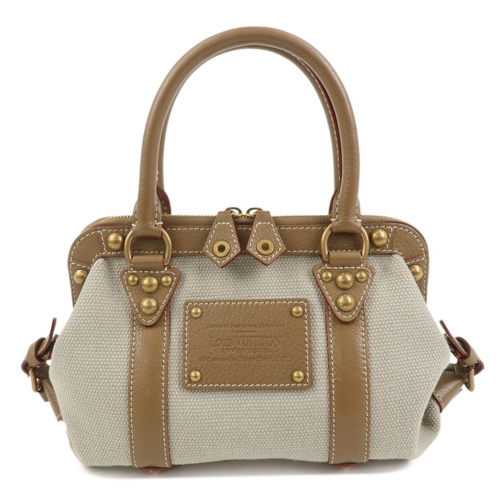 Louis Vuitton Antigua Sac de Nuit PM Canvas Hand Bag Beige M48827