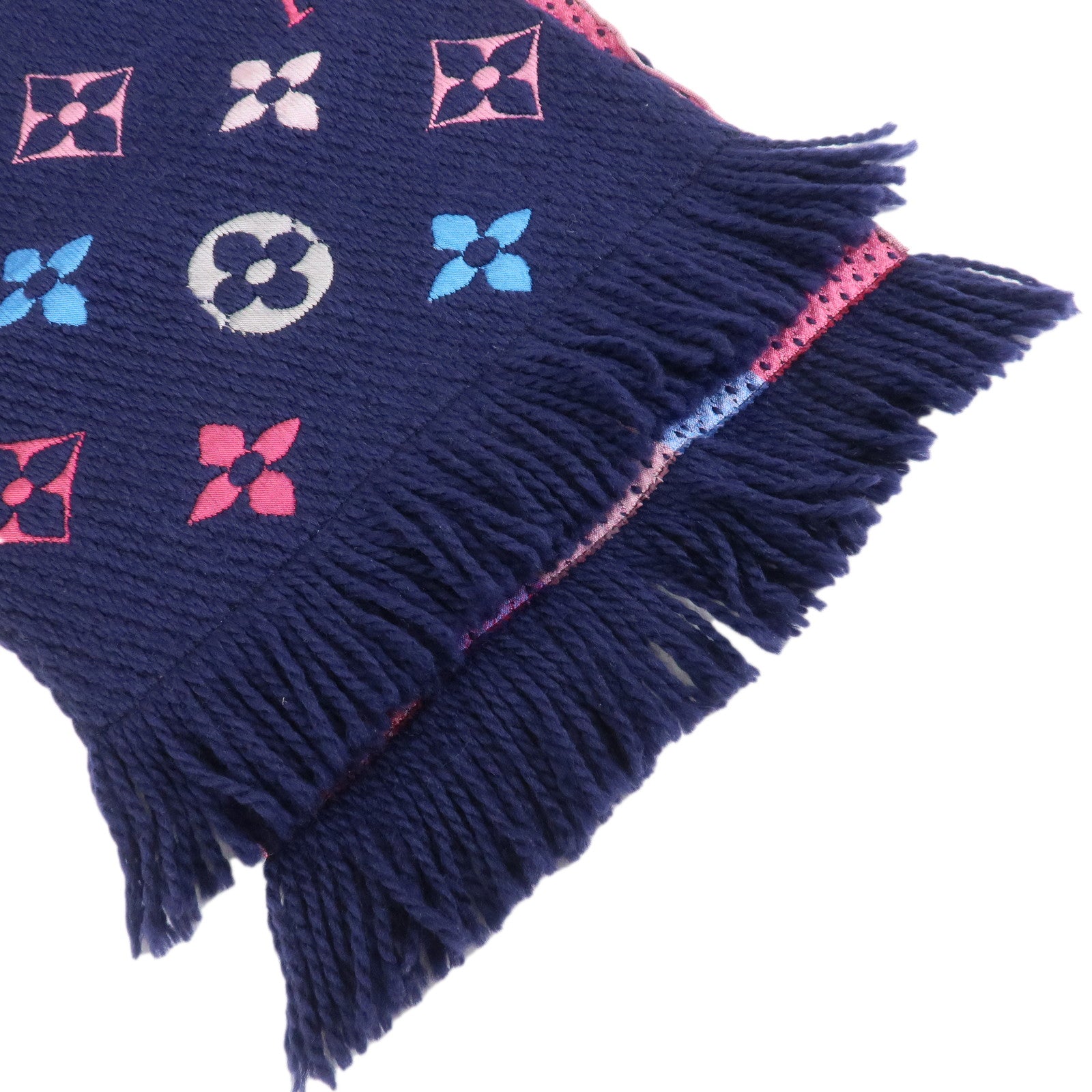 Louis Vuitton Monogram Escharpe Logo Mania Wool Scarf Navy M70899