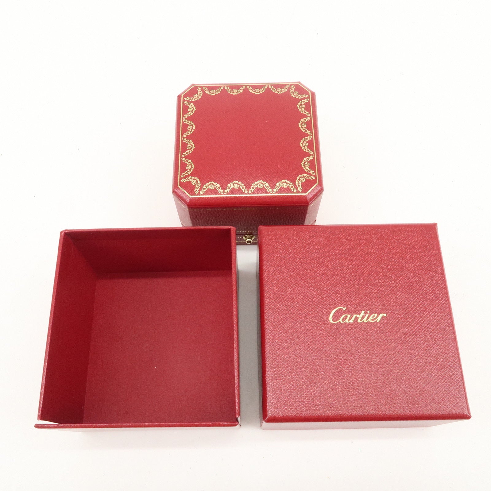 Cartier Set of 2 Jewelry Boxes Ring Boxes Red Gold
