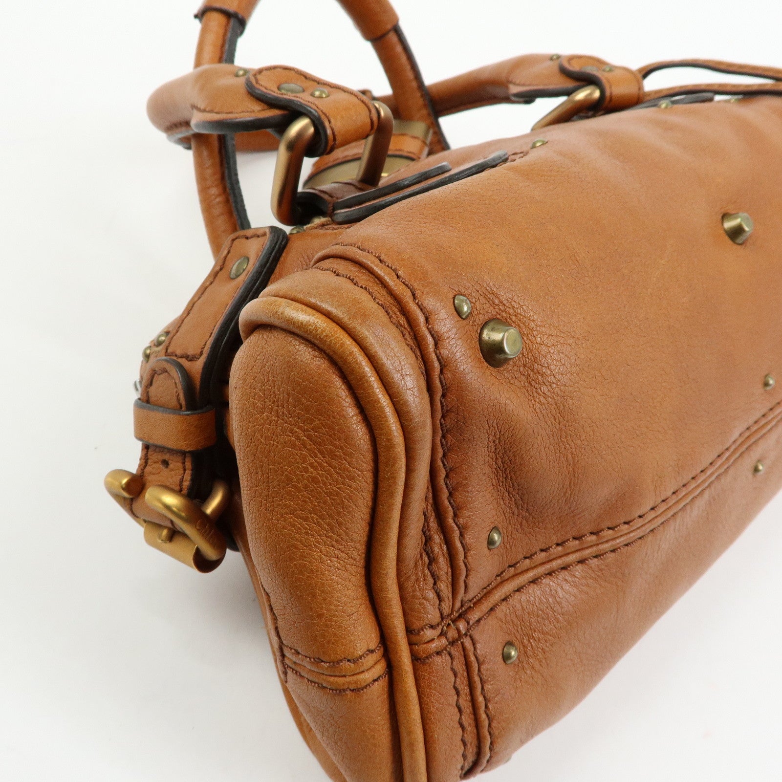 Chloe Paddington Leather Mini Hand Bag Boston Bag Brown