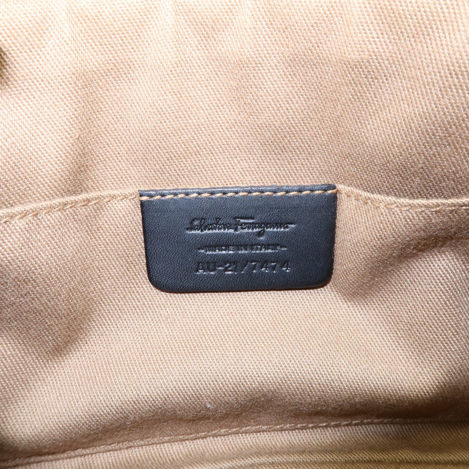 Ferragamo Gancini PVC Accessary Pouch Hand Bag Black