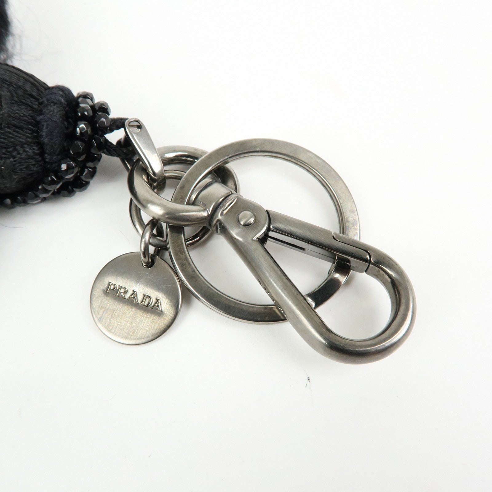 PRADA Set Of 2 Leather Metal Nylon Bag Charm Key Holder 2PP040