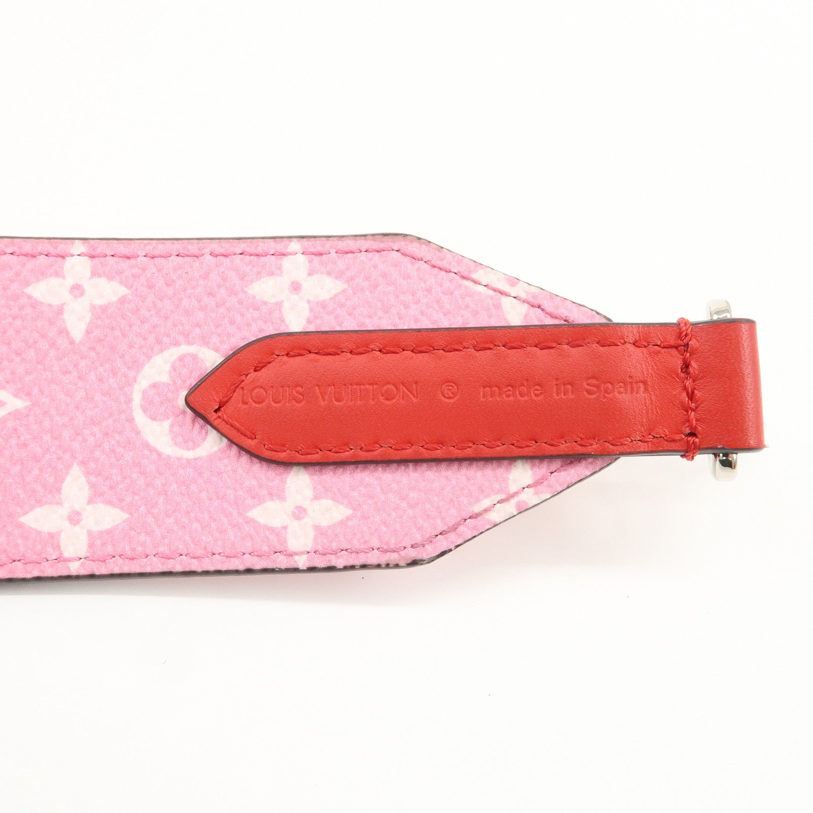 Louis Vuitton LV Escale Leather Shoulder Strap 100cm Pink Red Used