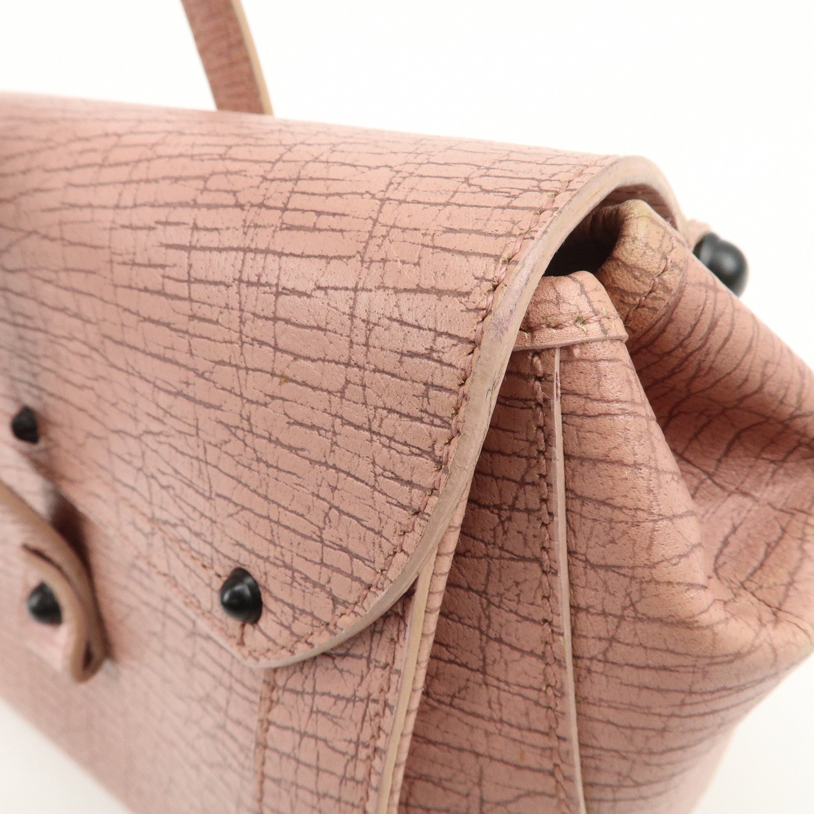 GUCCI Bamboo Embossed Leather Shoulder Bag Hand Bag Pink 111715
