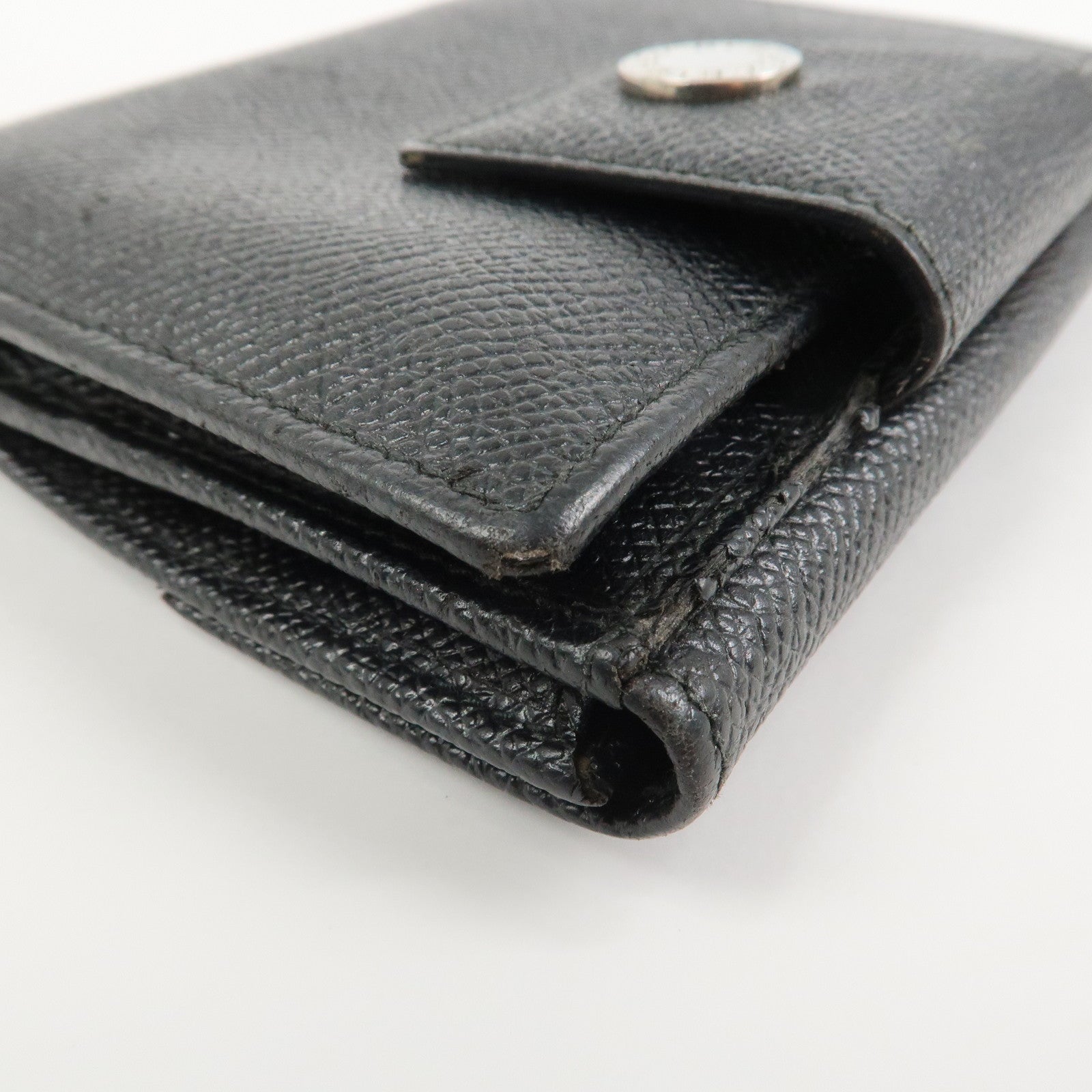 BVLGARI Set of 2 Leather Compact Wallet Bi-fold Wallet Black