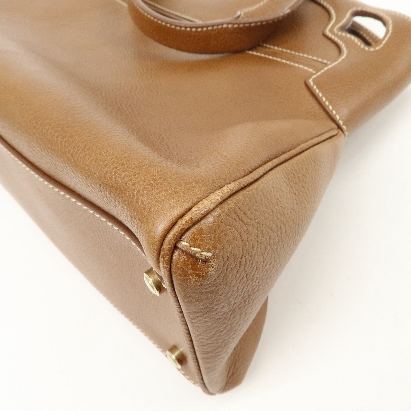 Cartier Must Line Marcello Leather Hand Bag Tote Bag Brown