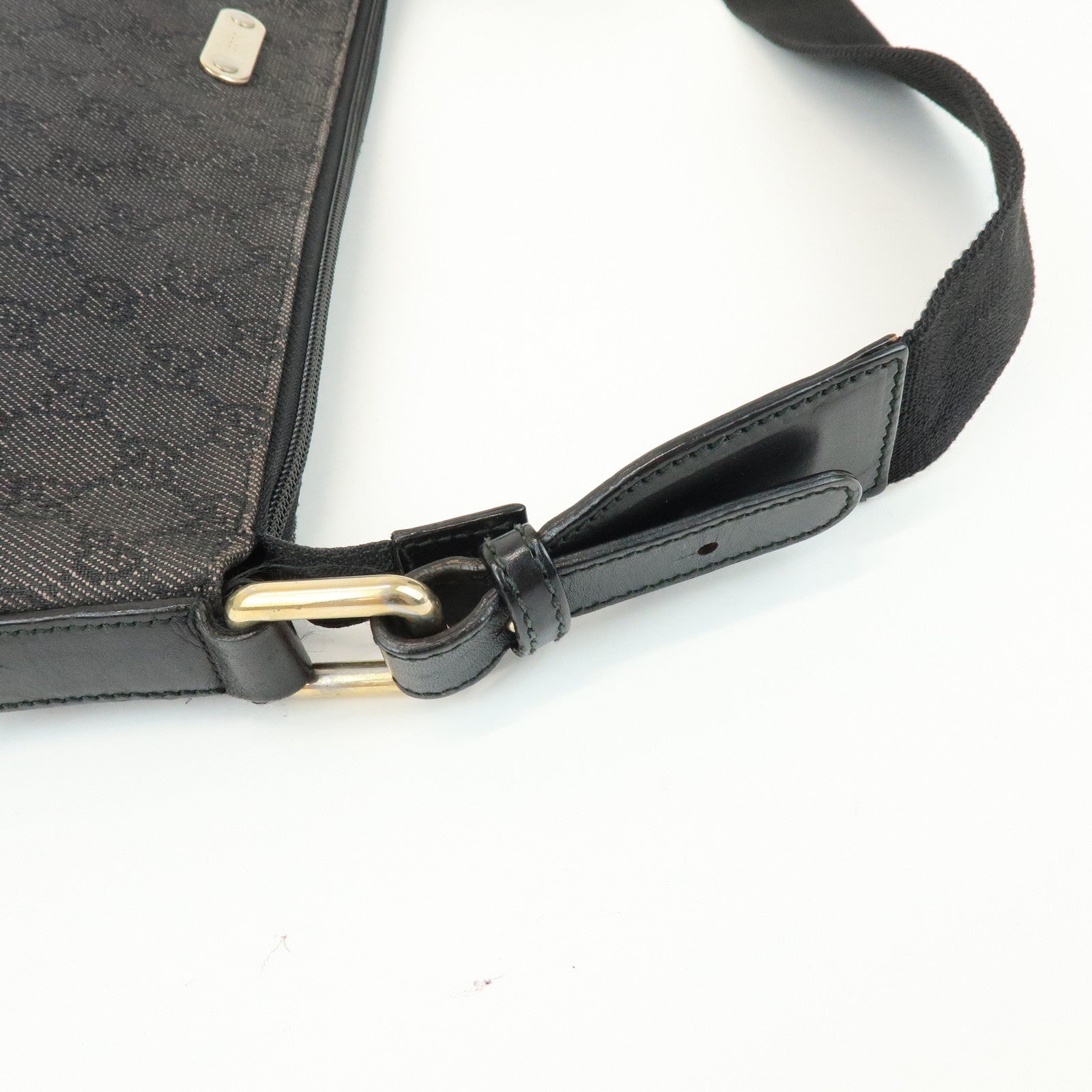 GUCCI GG Monogram GG Denim Shoulder Crossbody Bag Black 190628