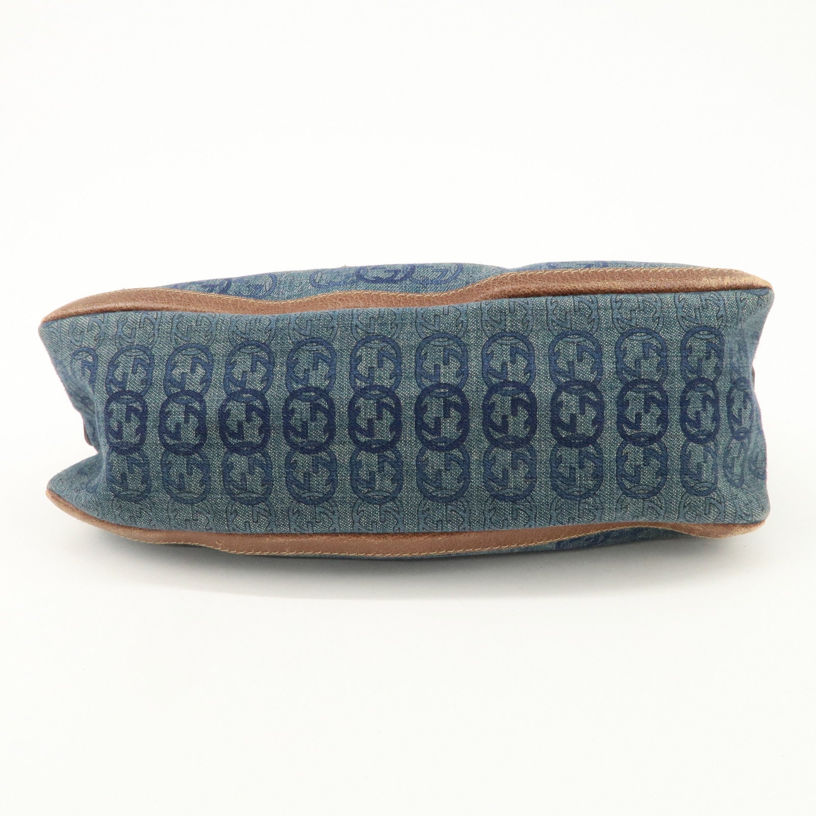 GUCCI Abbey Denim Leather Shoulder Bag Hand Bag Blue 130939 Used