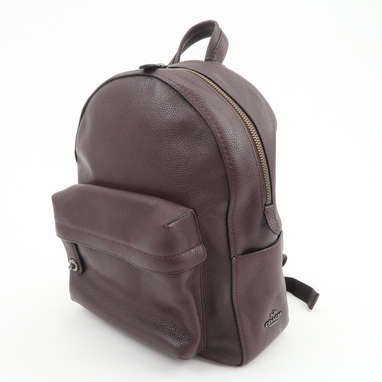 COACH Logo Leather Backpack Rucksack Brown