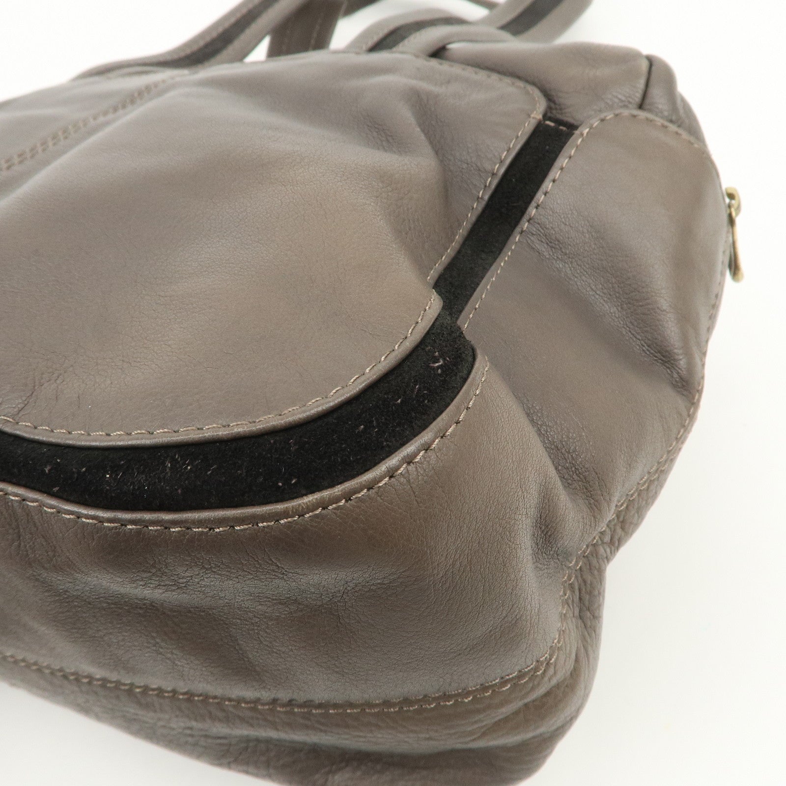 Chloe See by Chloe Leather Shoulder Bag Hand Bag Ribbon Brown