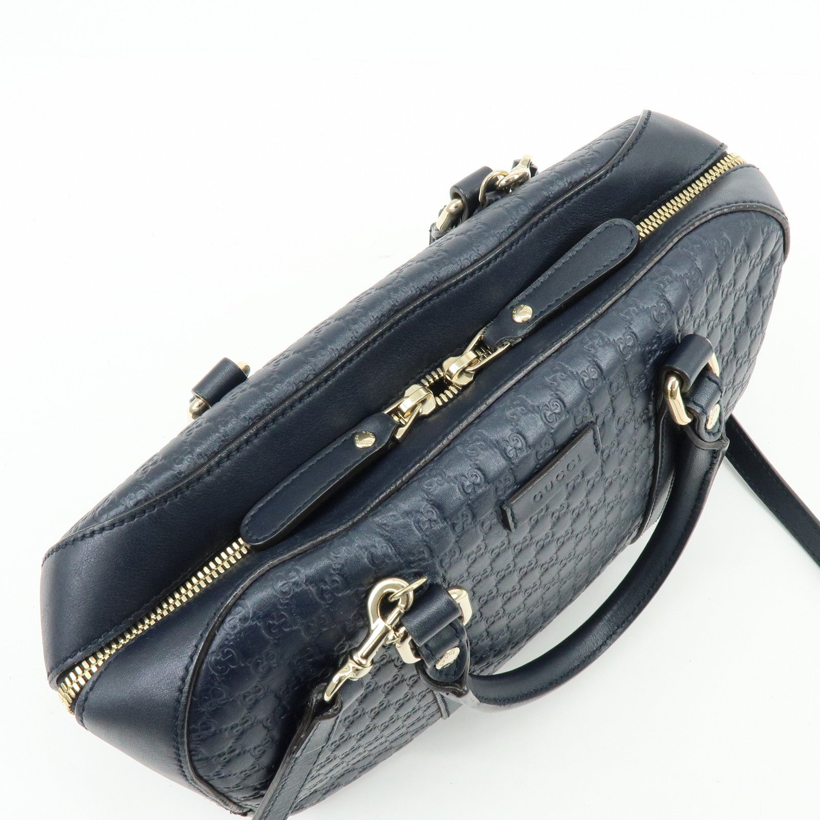 GUCCI Microguccissima Leather 2Way Bag Hand Bag Dark Navy 510286