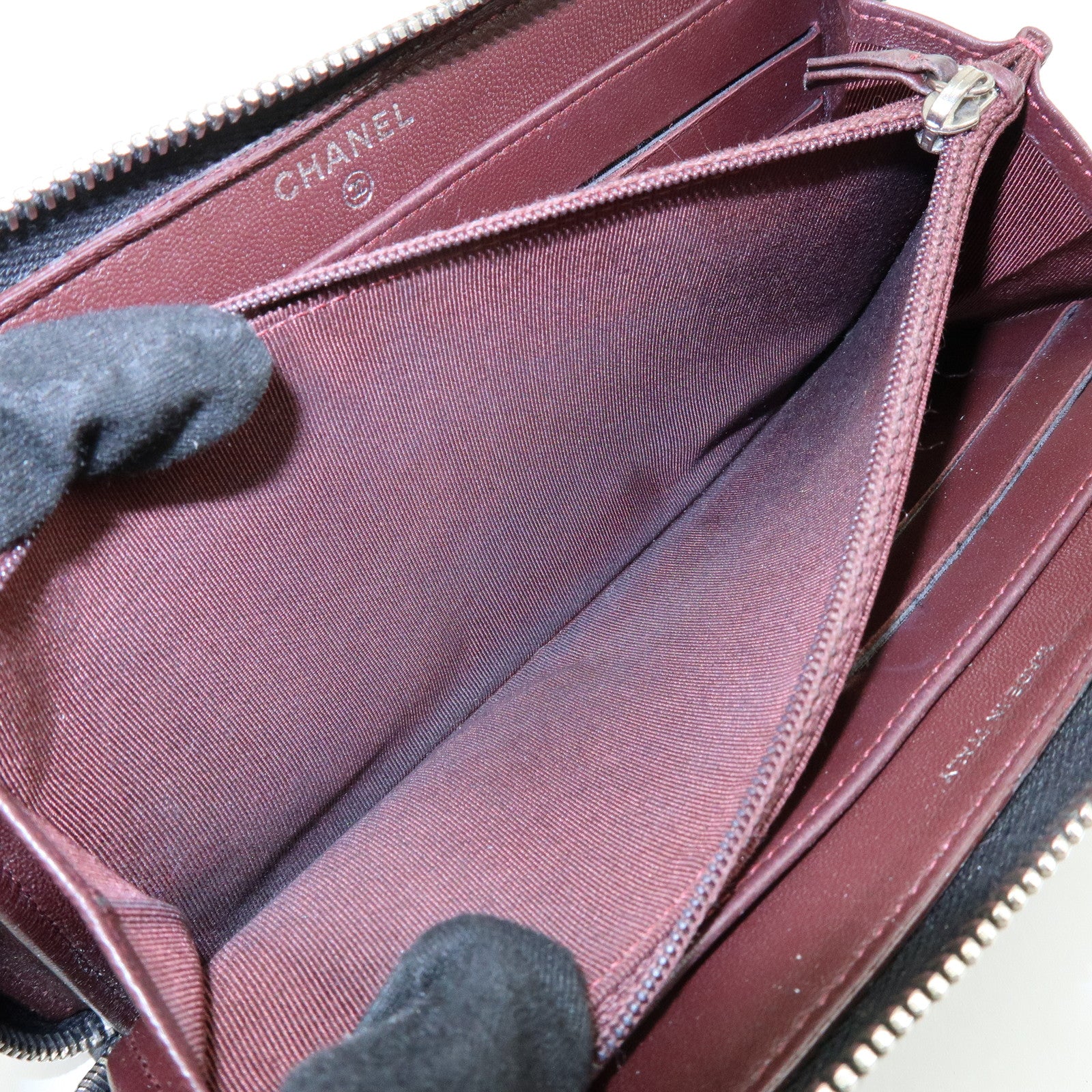 CHANEL Matelasse COCO Mark Round Zippy Long Wallet Black A50097