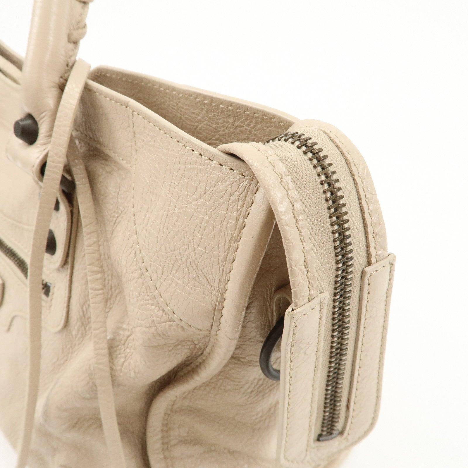 BALENCIAGA Classic City Leather 2Way Bag Shoulder Bag Beige 505550 Used