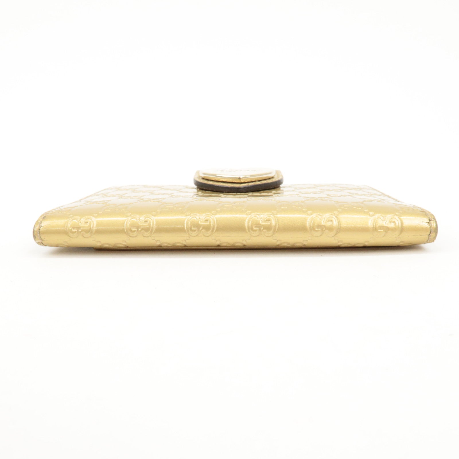 GUCCI Micro Guccissima Leather Card Case Gold 224261 Used