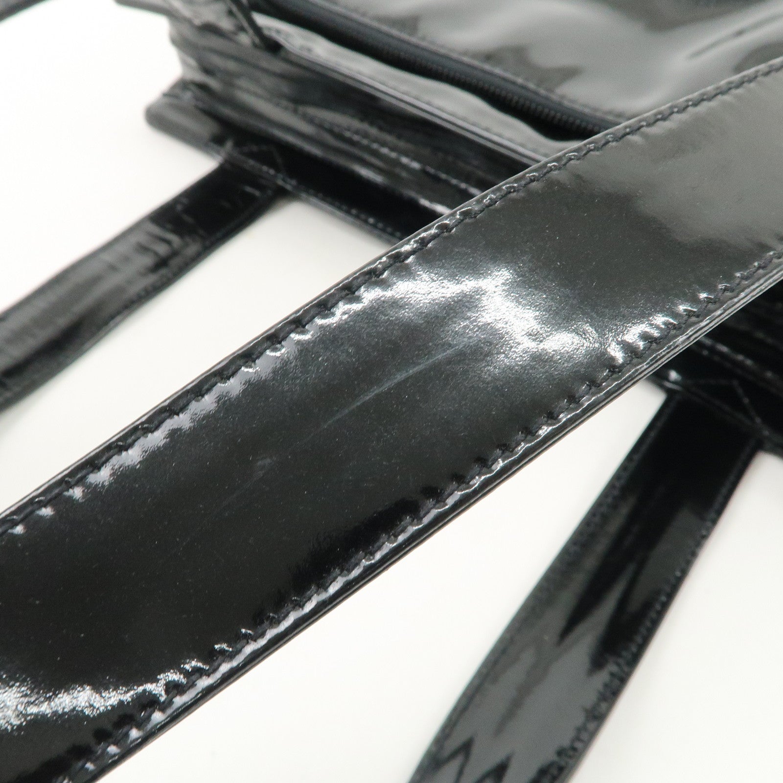 CHANEL COCO Mark Patent Leather Tote Bag Shoulder Bag Black Used