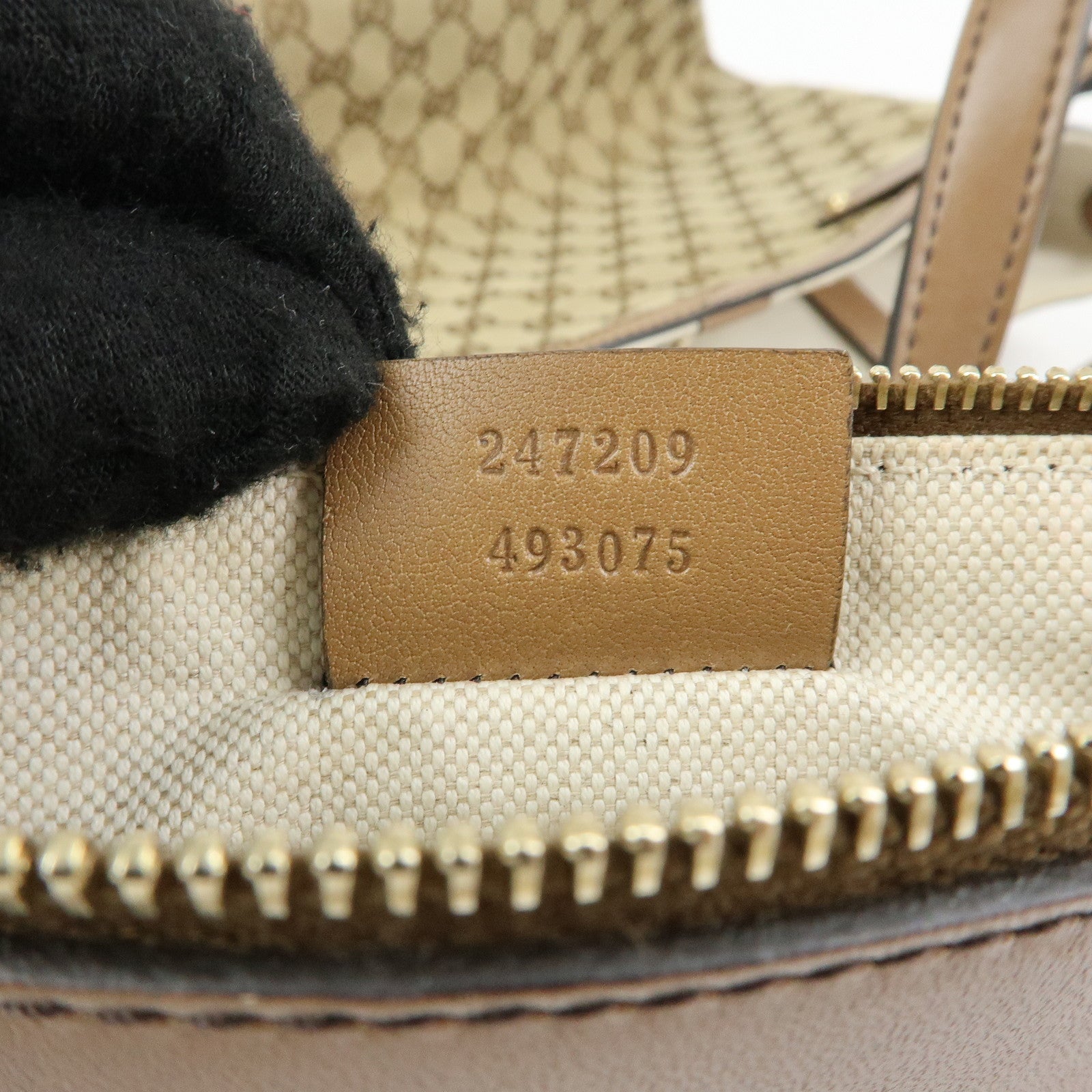 GUCCI GG Canvas Leather Tote Bag Shoulder Bag Beige 247209