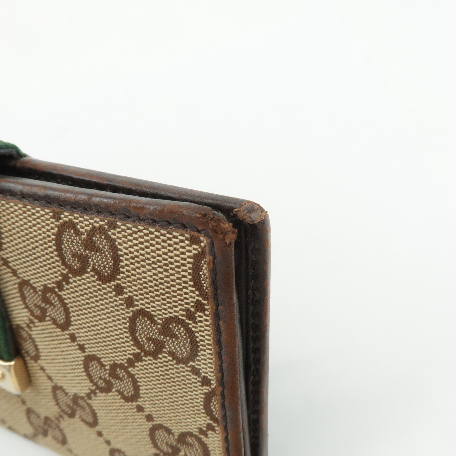 GUCCI Sherry Set of 2 GG Canvas Leather Wallet Brown Black 181672 Used