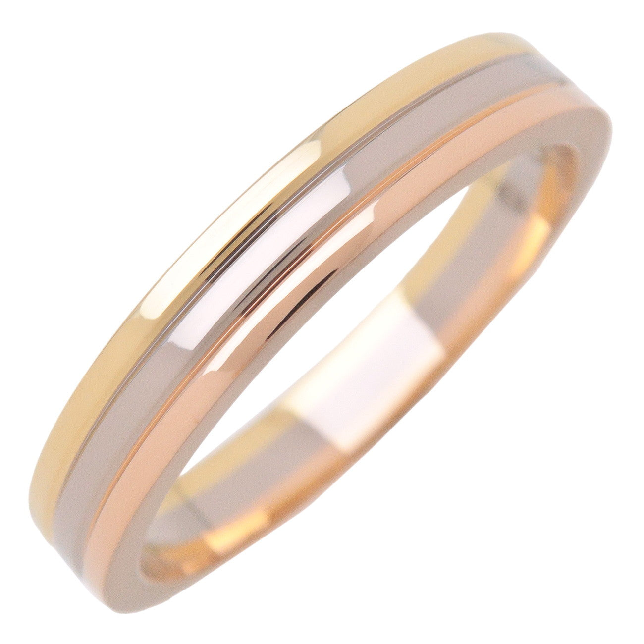Cartier Vandome Three Color Ring #55 K18 750YG/WG/PG US7-7.5 Used