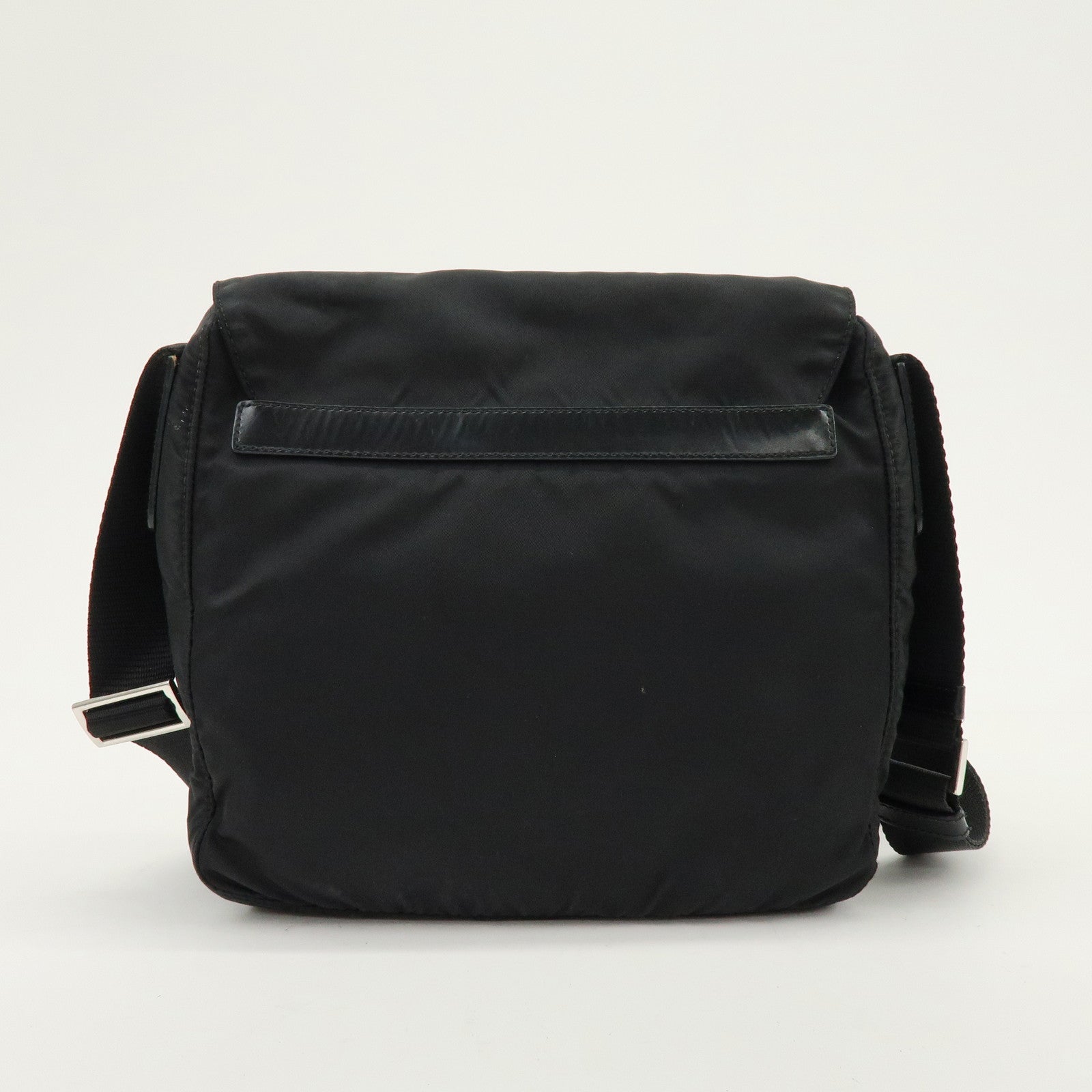 PRADA Triangle Logo Nylon Leather Shoulder Bag Crossbody Bag Black