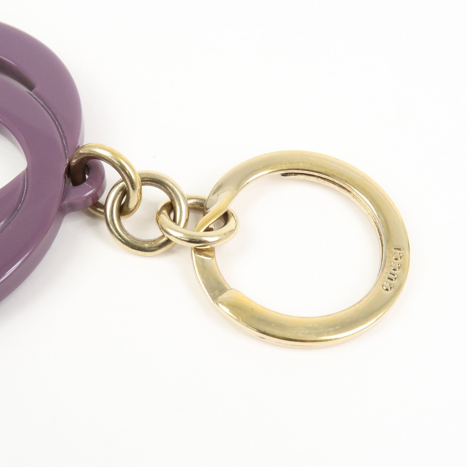GUCCI Interlocking G Bijou Bag Charm Key Holder Purple 354359
