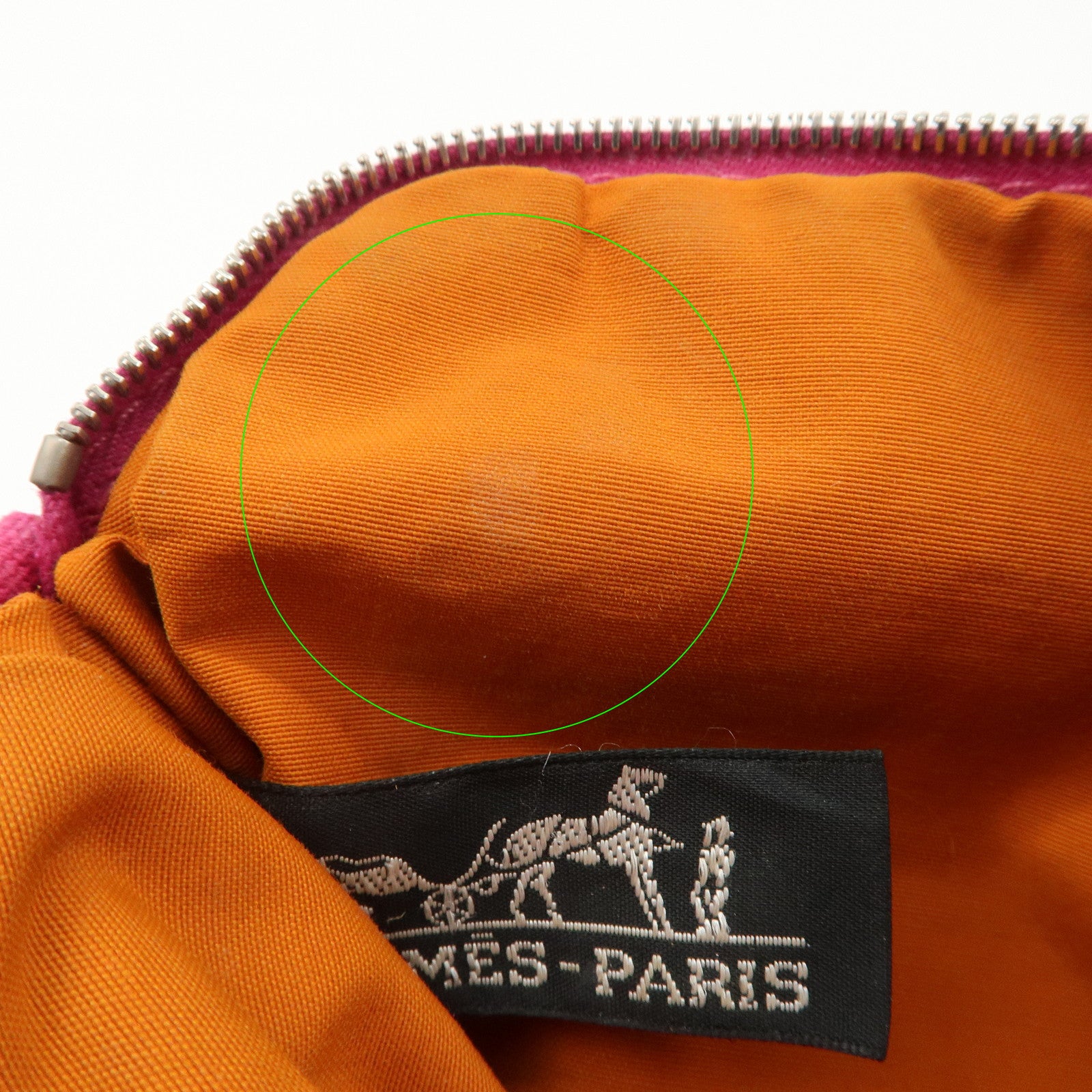 HERMES Set of 2 Leather Canvas Pouch Cosmetic Pouch Pink Blue Used