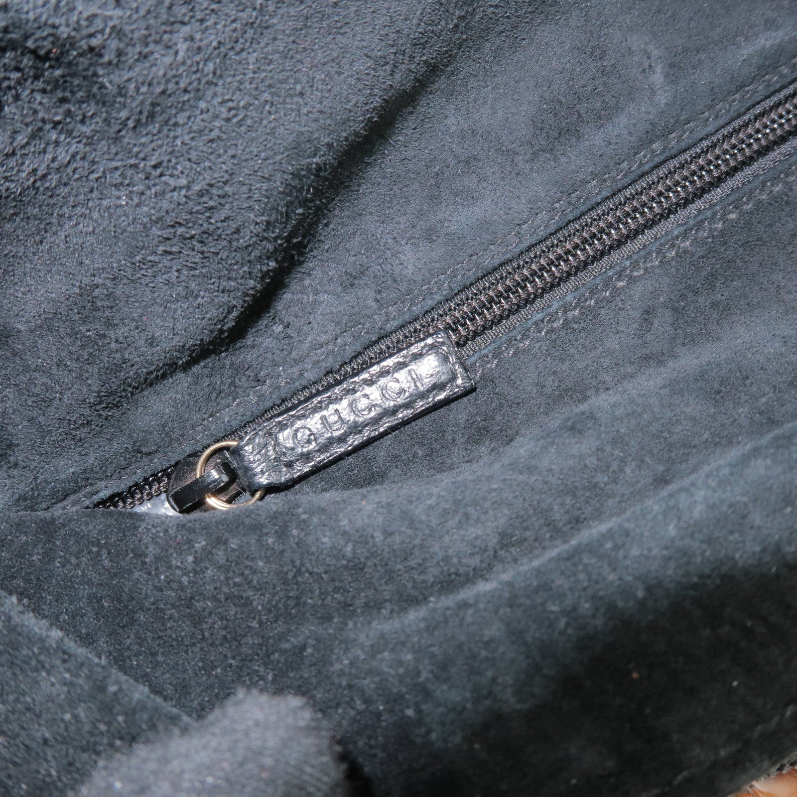 GUCCI Bamboo Suede 2Way Bag Hand Bag Shoulder Bag Black 0022122