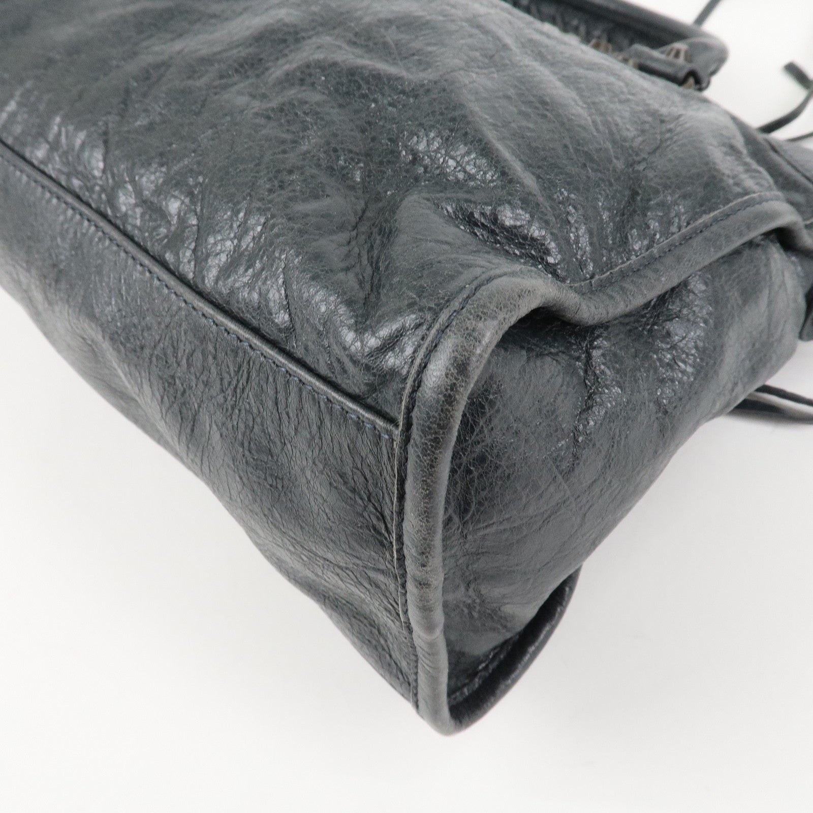 BALENCIAGA The City Leather 2Way Hand Bag Dark Gray 115748 Used
