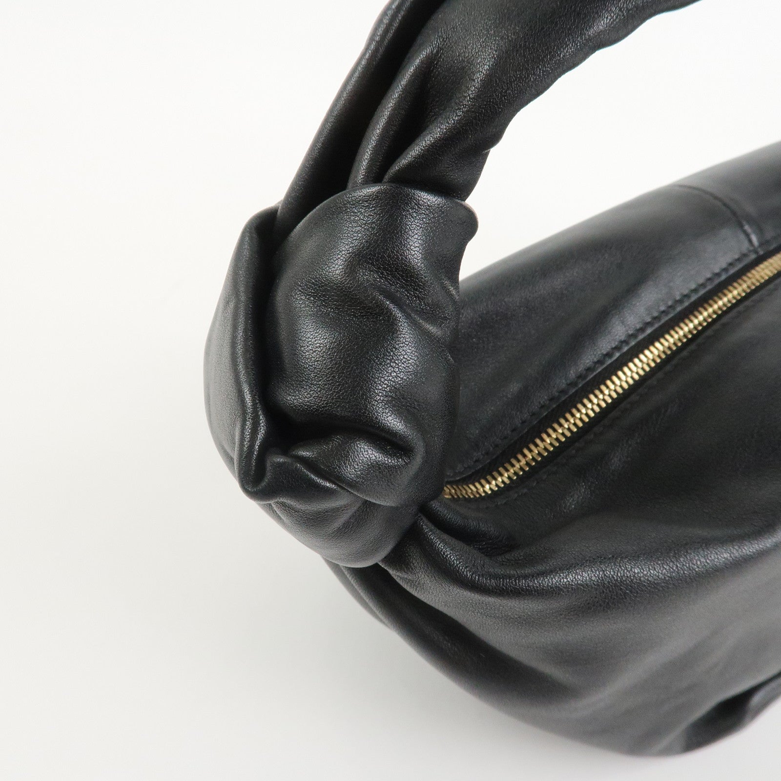 BOTTEGA VENETA Double Knots Leather Hand Bag Black