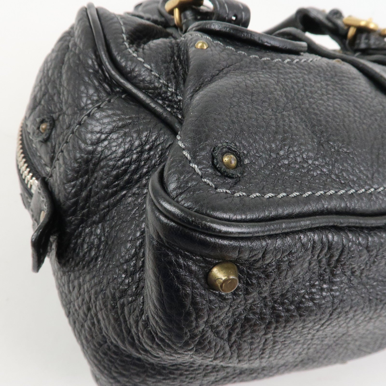 Chloe Paddington Leather Hand Bag Shoulder Bag Boston Bag Black