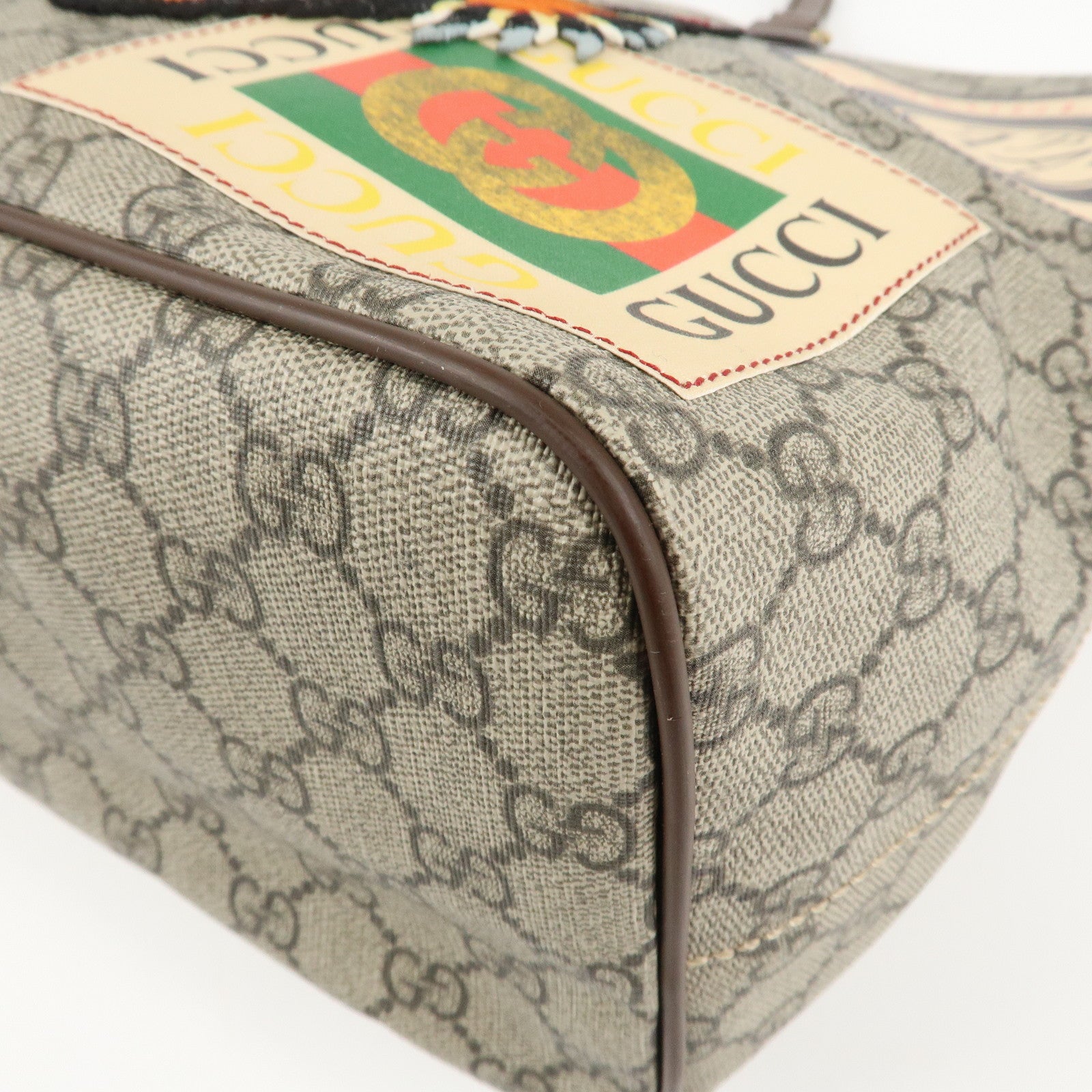 GUCCI GG Supreme Canvas Leather 2WAY Tote Bag Beige Brown 474085 Used