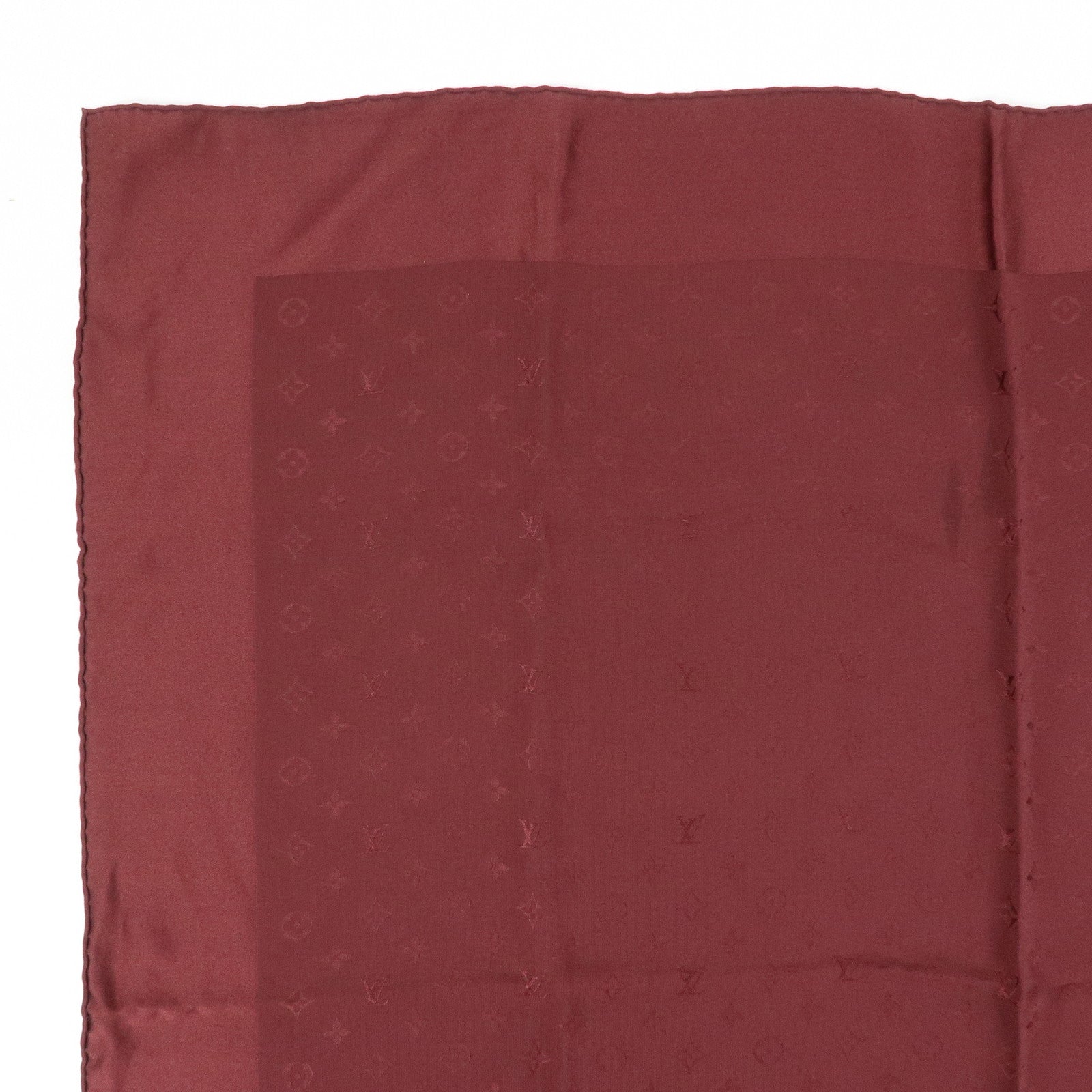 Louis Vuitton Monogram Silk 100% Scarf Shawl Bordeaux