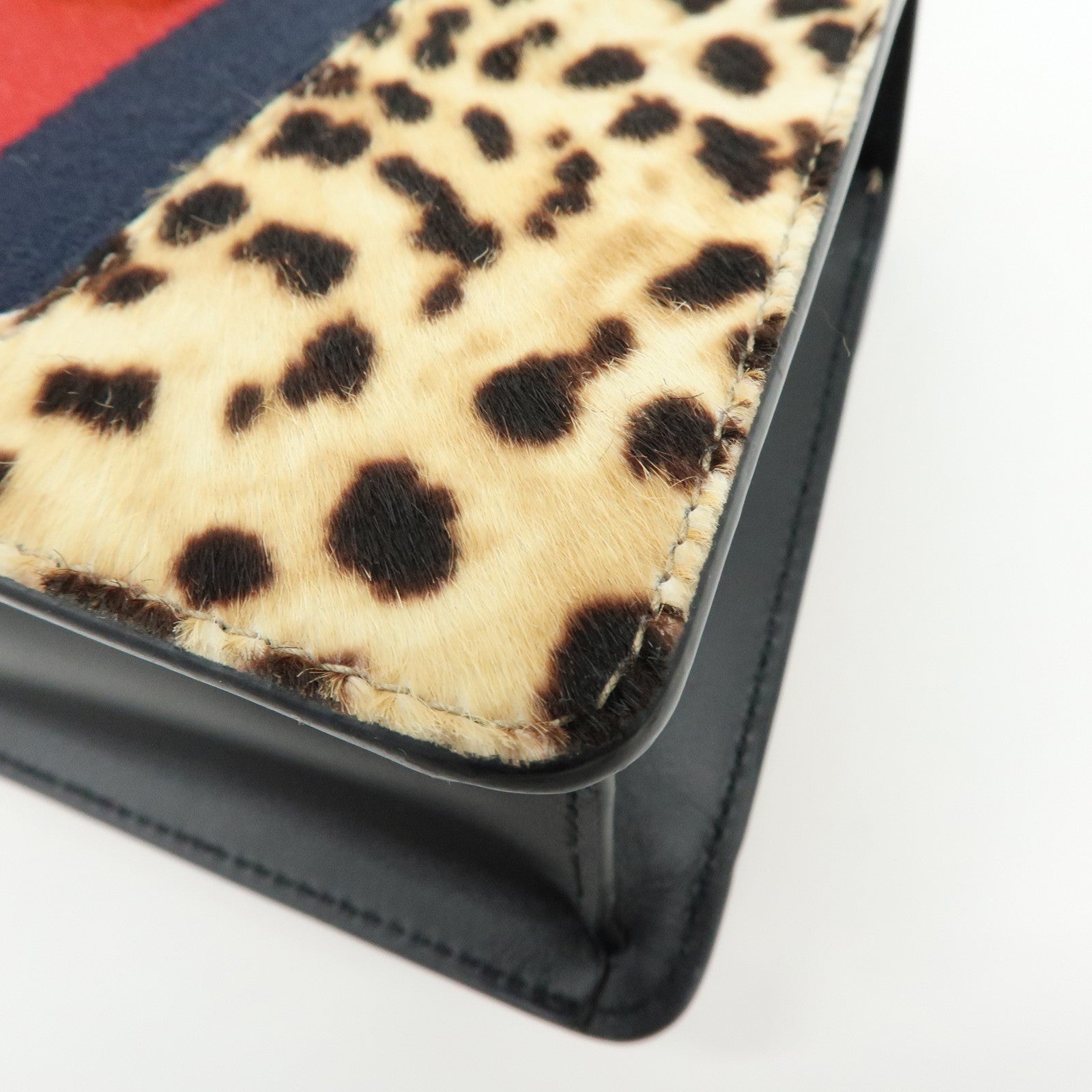 GUCCI Sherry Sylvie Pony Hair Leather 2Way Hand Bag Leopard 470270