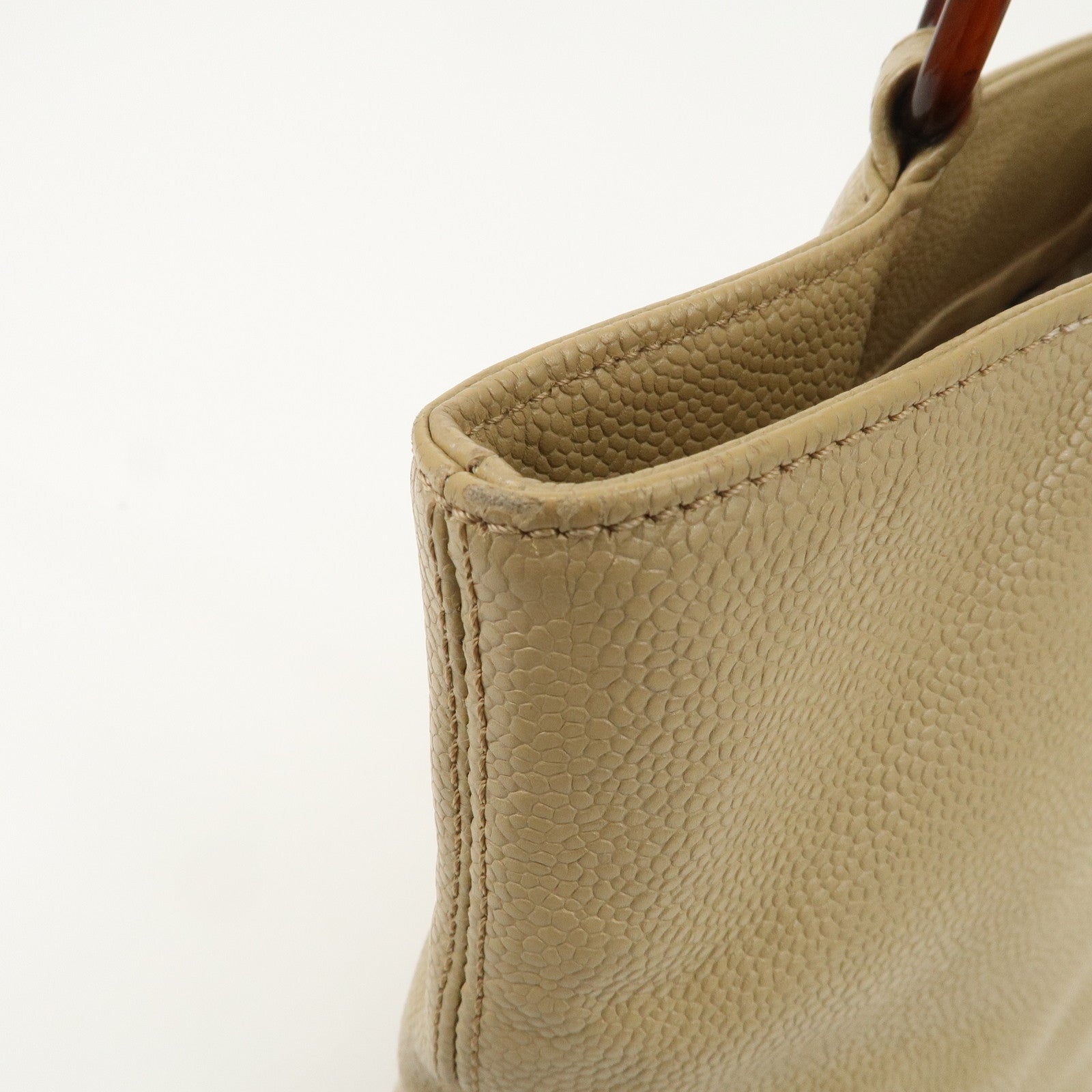 CHANEL COCO Mark Leather Chain Shoulder Bag Hand Bag Beige Used