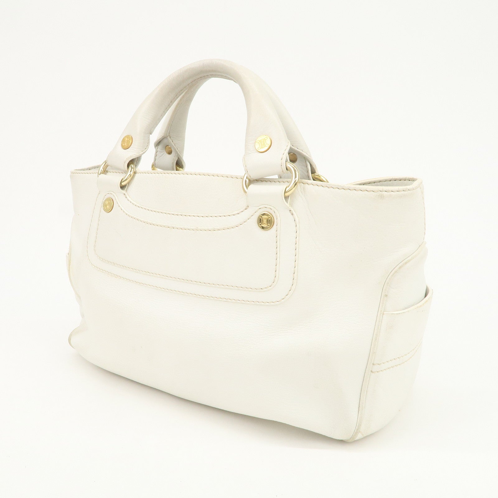 CELINE Leather Boogie Bag Hand Bag Tote Bag Ivory
