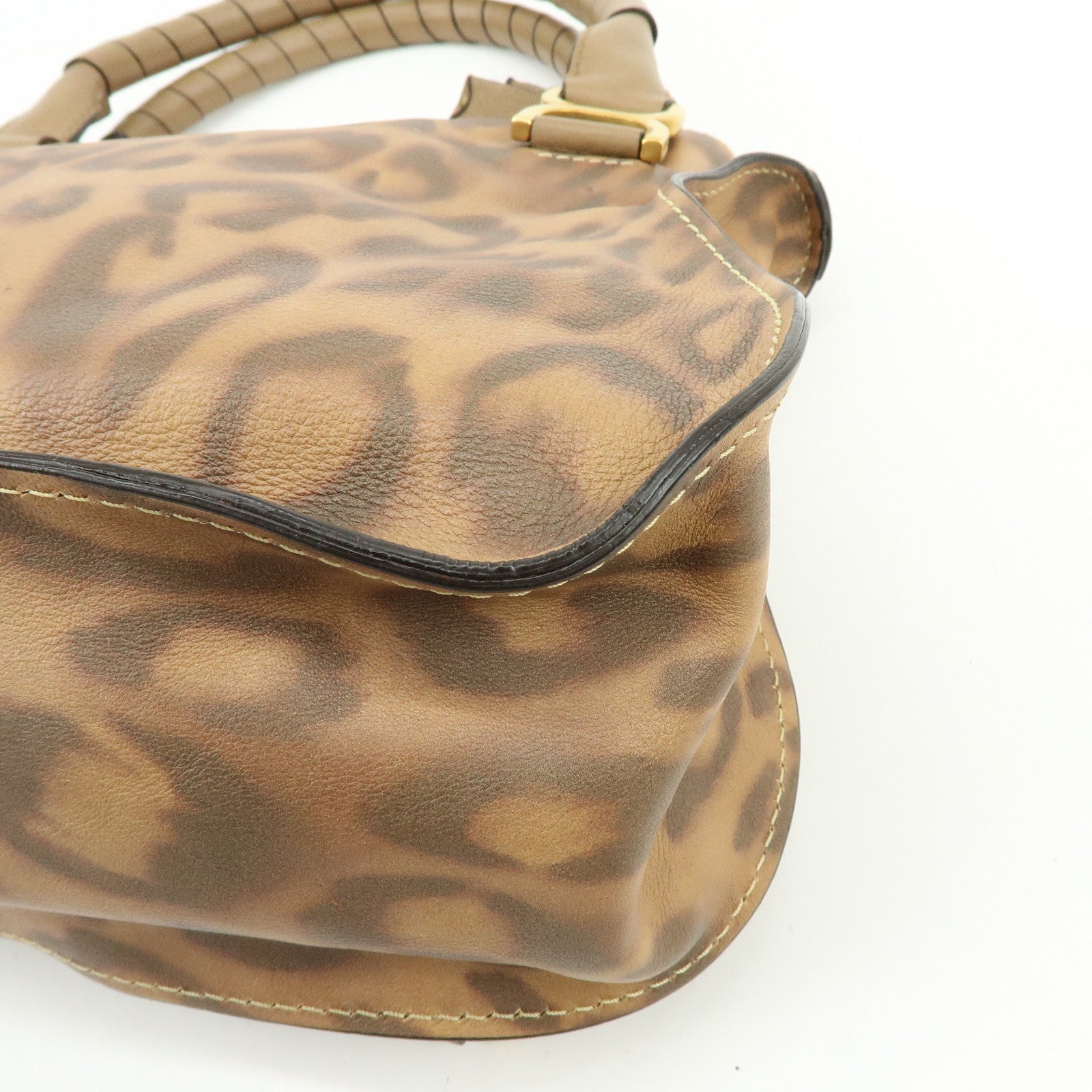 Chloe Marcie Leather Hand Bag Leopard Brown Limited Edition