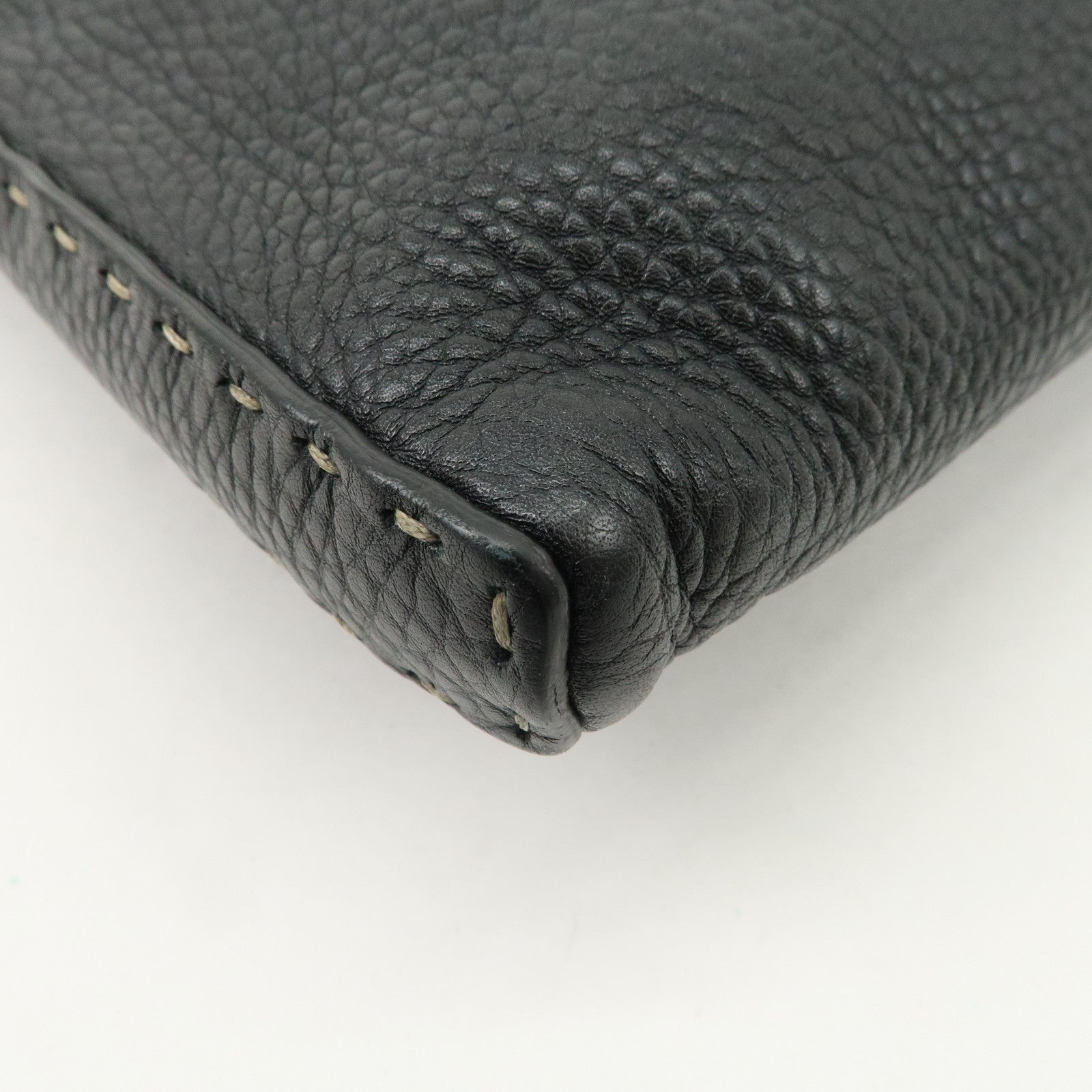 FENDI Selleria Leather Shoulder Bag Crossbody Bag Black 8BT109 Used