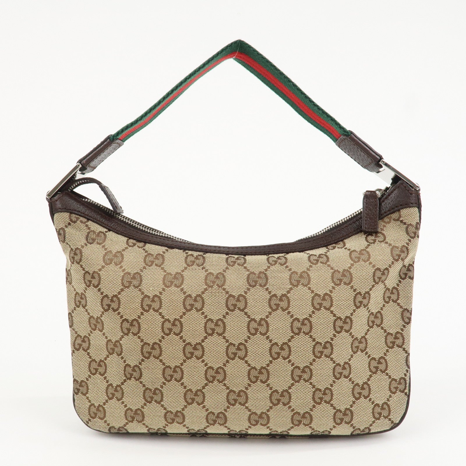 GUCCI Sherry Line GG Canvas Leather Shoulder Bag Beige 145812