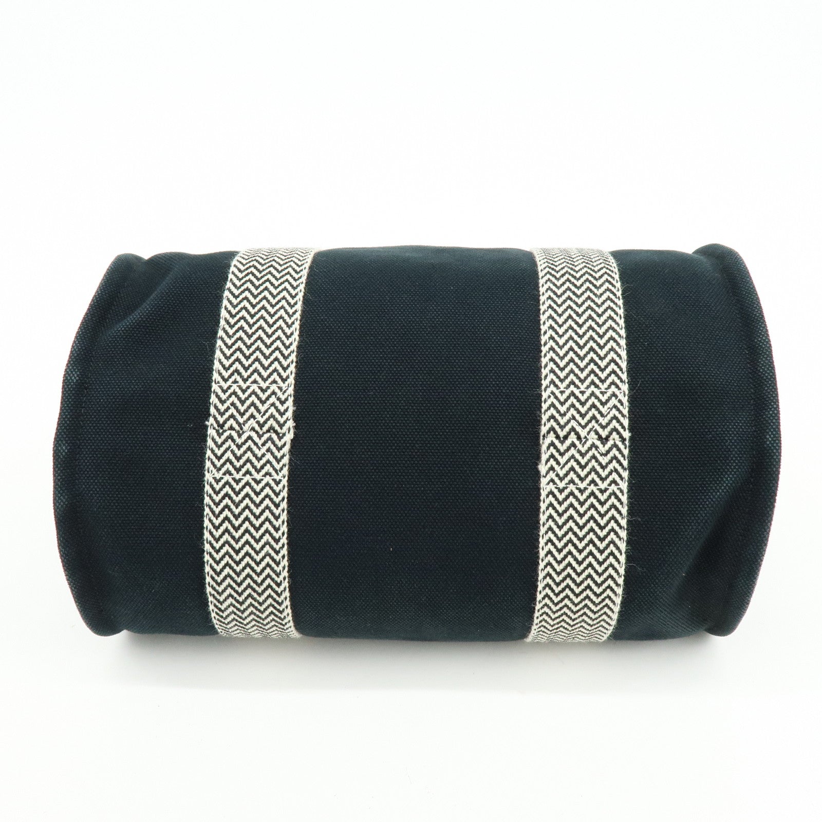 HERMES Cannes PM Canvas Tote Bag Hand Bag Black