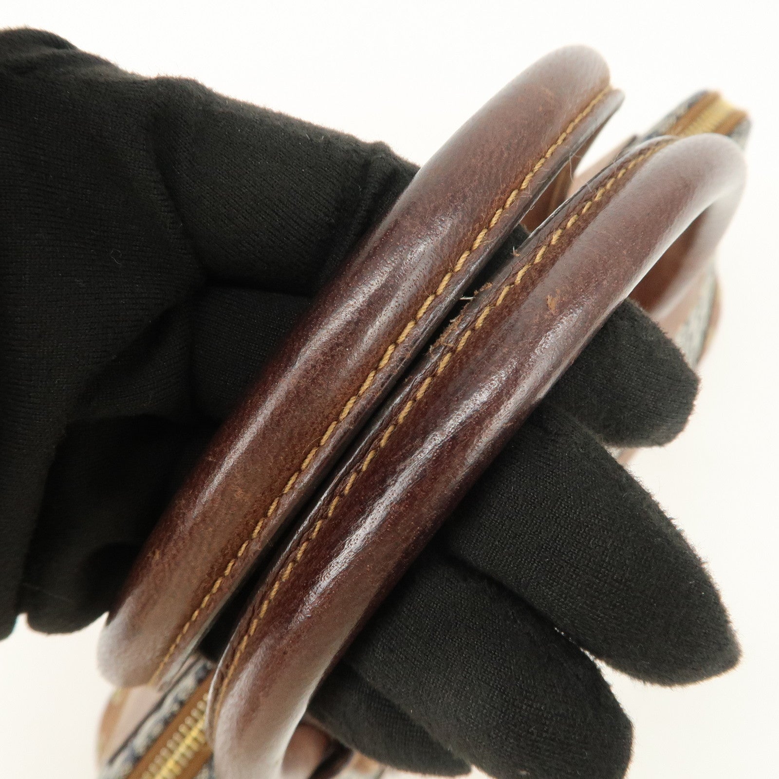 Christian Dior Street Chic Trotter Canvas Leather Hand Bag Brown